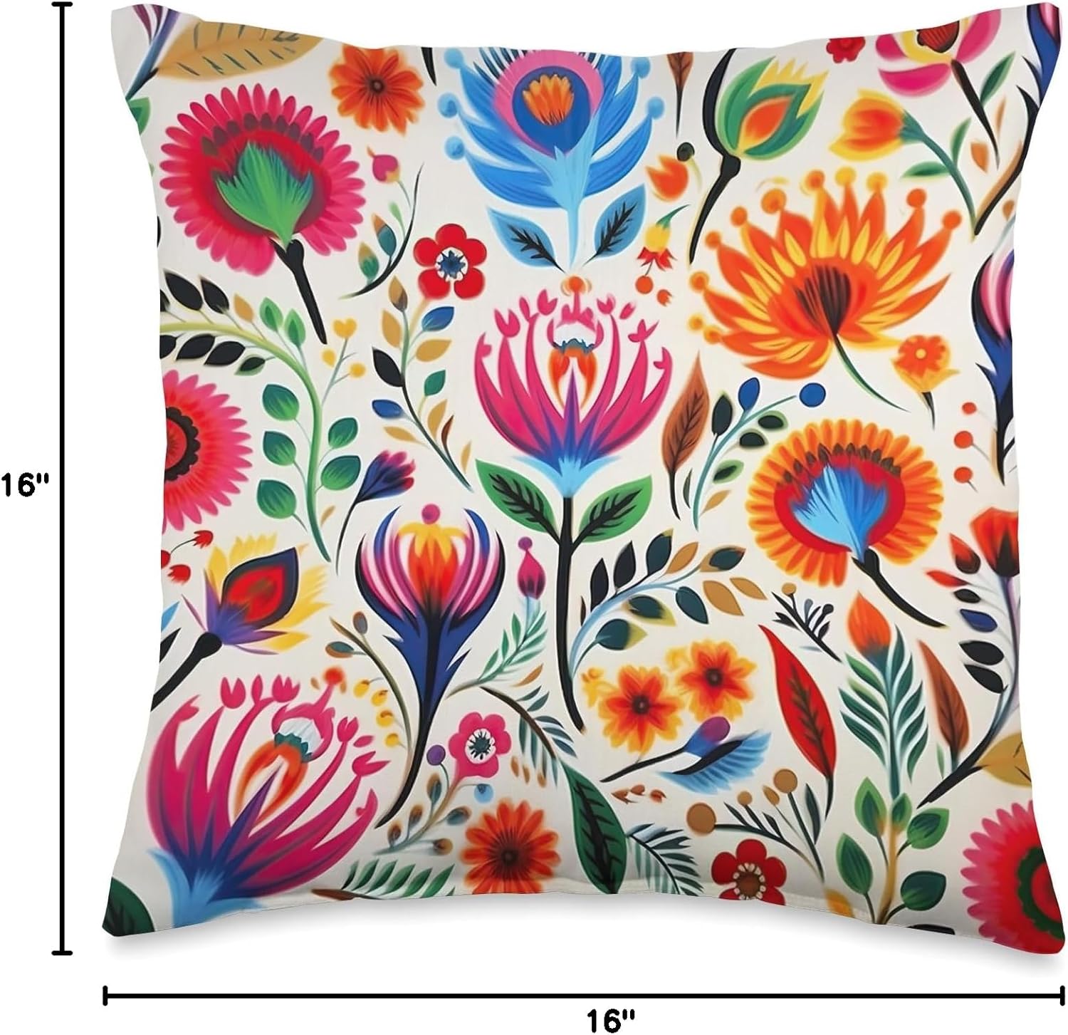 Polish Folk Art Flower Pattern Poland Throw Pillow