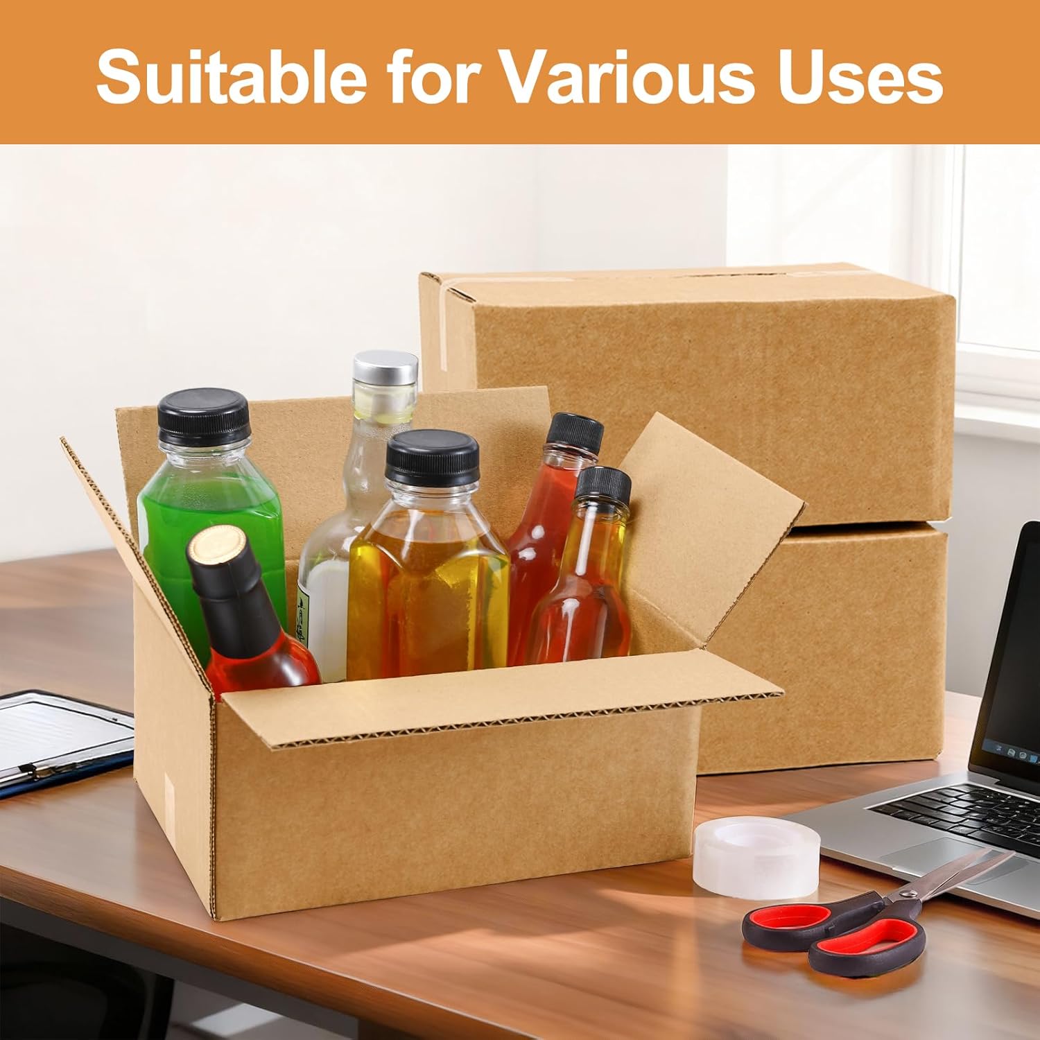 30 Pack Shipping Boxes 8x6x4 Inches, Brown Cardboard Box for Small Business, Kraft Corrugated Cardboard Boxes Bulk Small Mailing Box for Shipping Packing Storing Moving DIY(Outer Size)