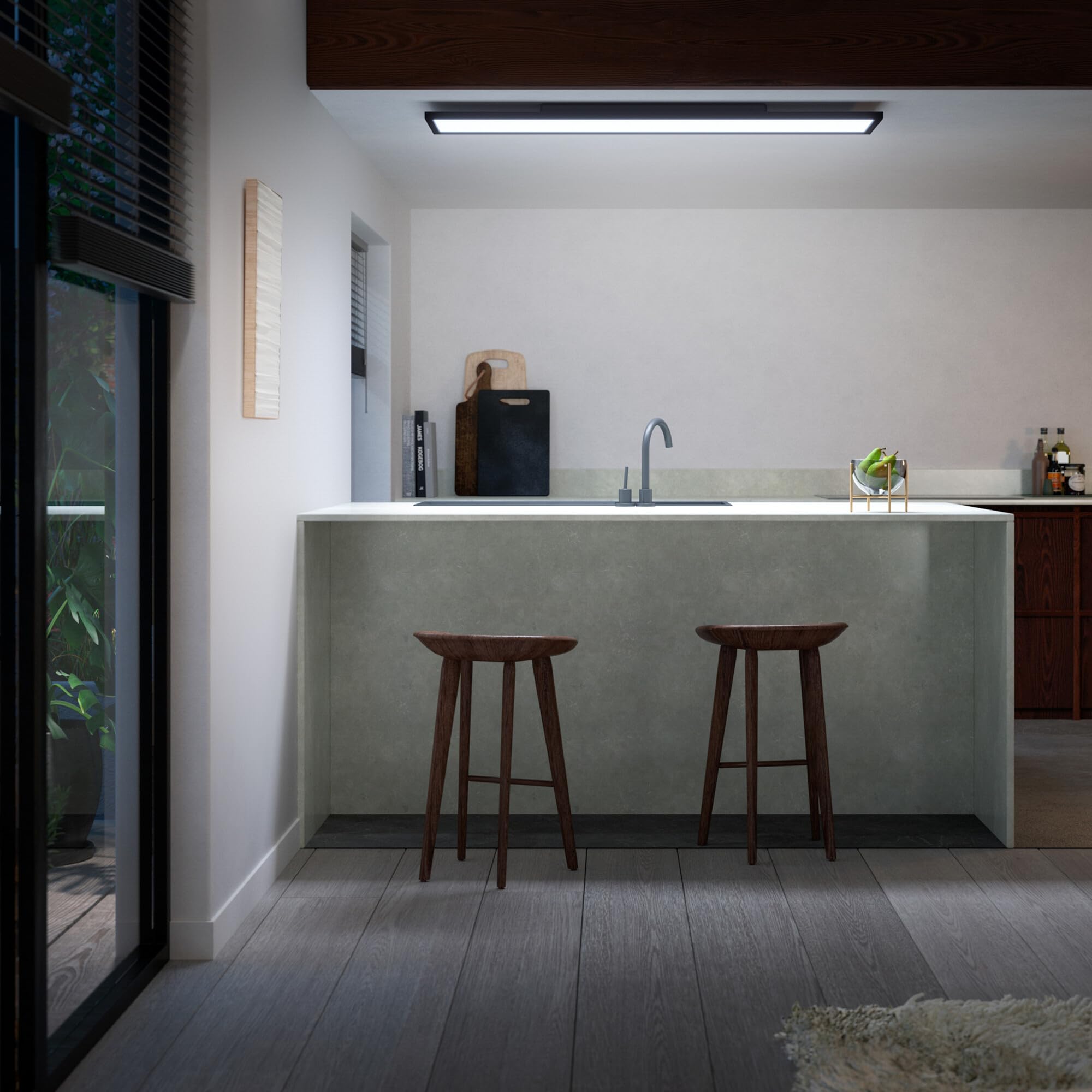 Philips Hue White Ambiance, Pannello Smart Aurelle, Rettagolare, luce bianca da calda a fredda, 120x30cm, nero, Compatibile Bluetooth, Controllo Vocale con Alexa, Google Assistant e Apple Homekit