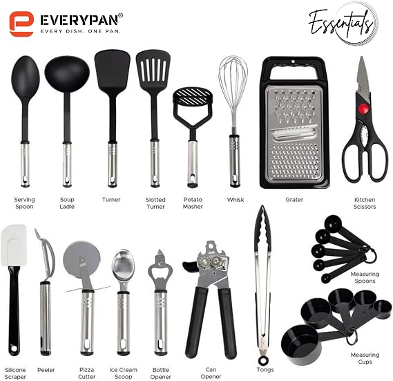 Essential Kitchen Utensils Set - 25pieces Non-Stick Heat Resistant Cooking Utensils Set - Spoons Turners Spatula Ladle Set - Kitchen Tools Gadgets Accessories