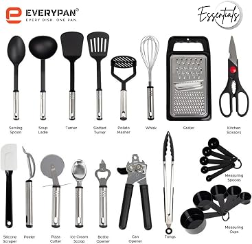 Essential Kitchen Utensils Set - 25pieces Non-Stick Heat Resistant Cooking Utensils Set - Spoons Turners Spatula Ladle Set - Kitchen Tools Gadgets Accessories