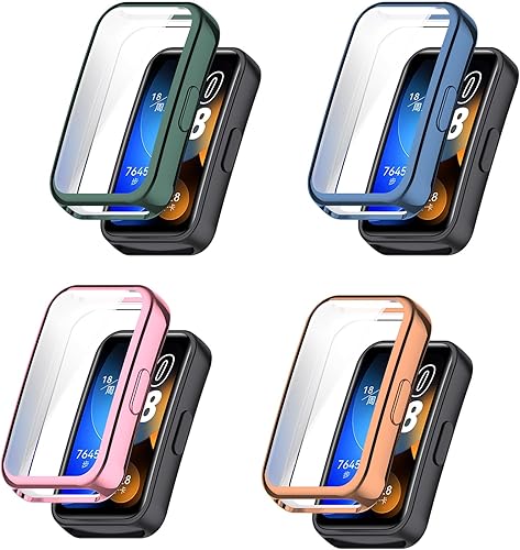 Paquete de 4 fundas para reloj compatibles con Huawei Band 8, protector de pantalla para reloj inteligente, película protectora de TPU suave,