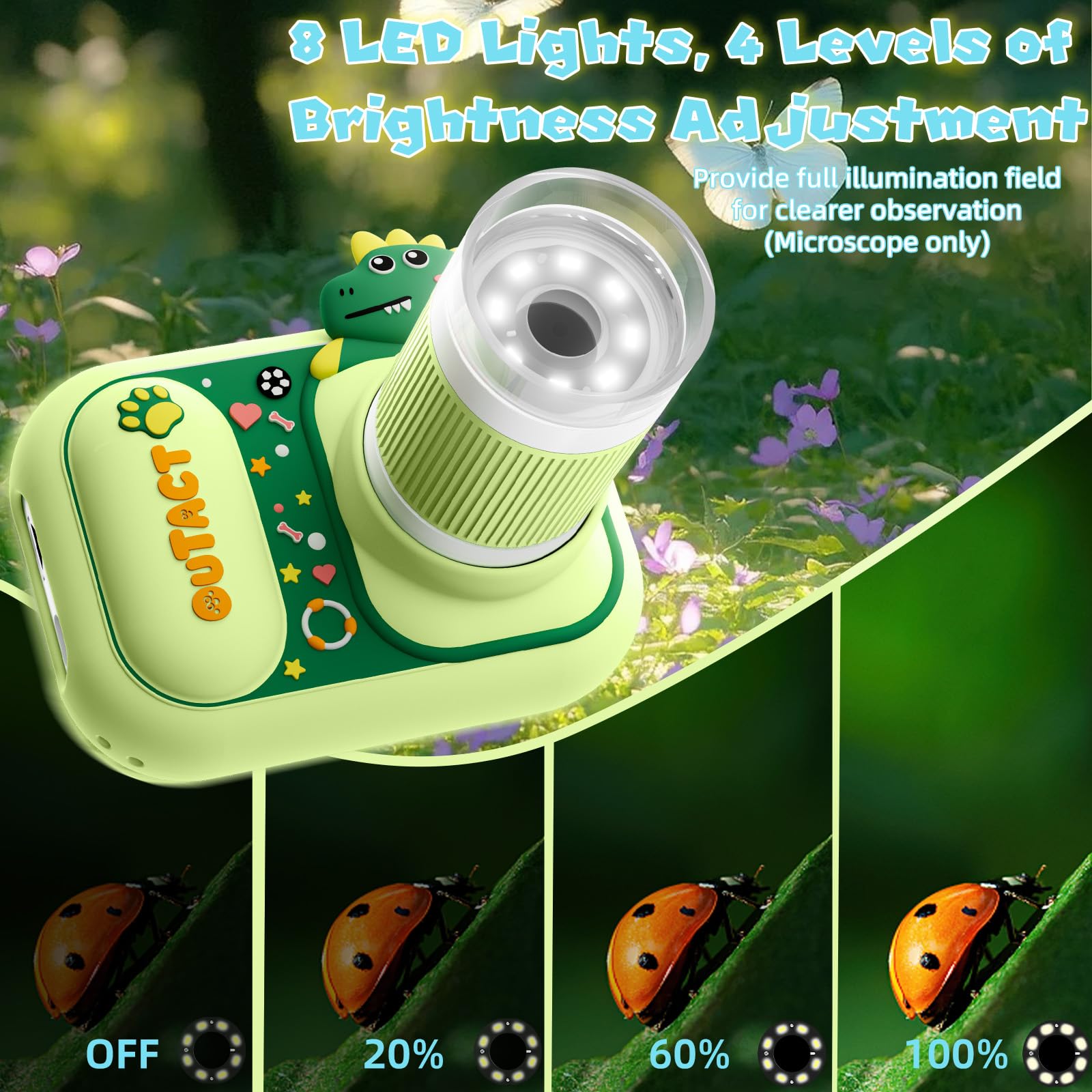 Digital Microscope for Kids 1000X, Portable Handheld 2 in 1 Video Camera & Kids Microscope with 2.4" Screen for Photo/Vedio - Image 4