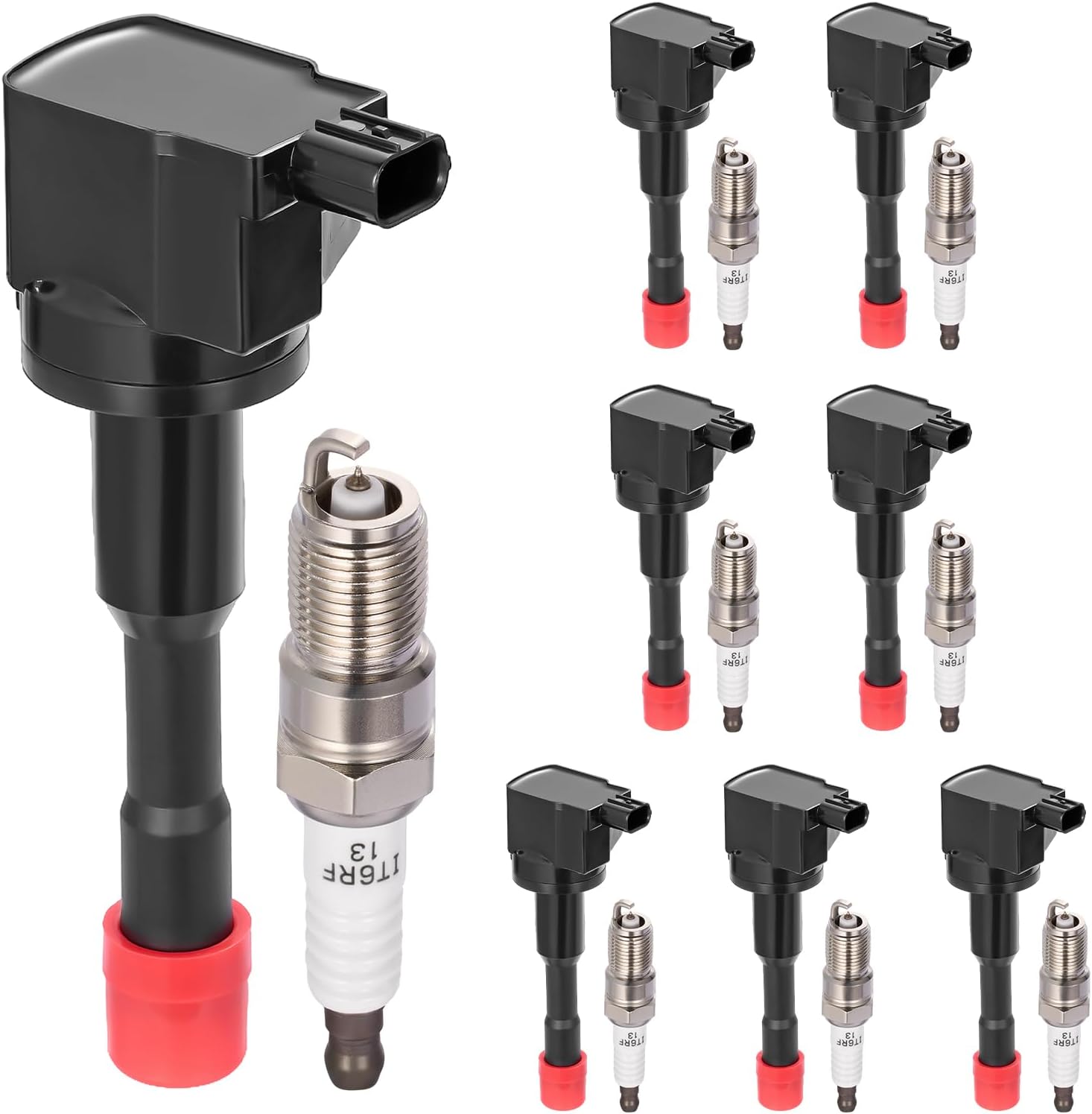 UF374 Ignition Coils & 5325 Spark Plugs Compatible with Honda Civic 2003-2011, 1.3L l4 - Replaces C1408, ‎5C1405, 52-1755, IC504, 30521-PWA-003, 30521-PWA-S01 (8PCS)