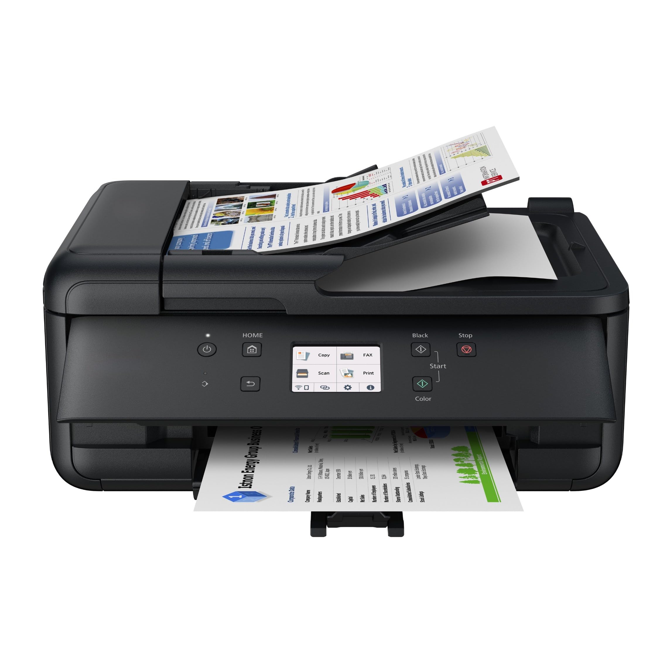 IC-Office TR7650 Farbtintenstrahl Multifunktionsdrucker 4-in-1 (Drucken, Kopieren, Scannen, Faxen, ADF, WLAN, AirPrint) schwarz + 5 XXL Tintenpatronen