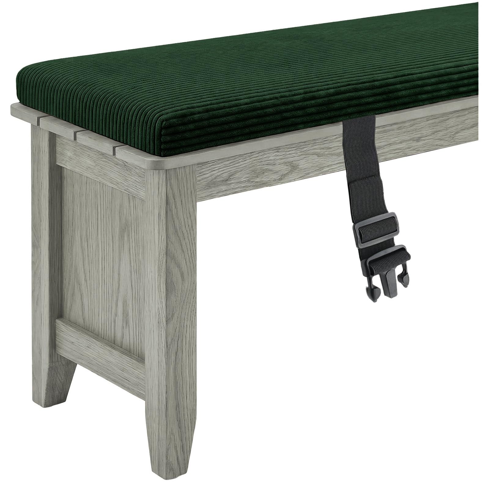 Miecoae Not Water Repellent Outdoor Bench Cushions Striped, Outdoor Swing Seat Cushions Corduroy 5cm/1.9" Thick Indoor Bench Cushion, Settee Couch Pads with Ties(Christmas Green,110x25 cm 43x10 in)
