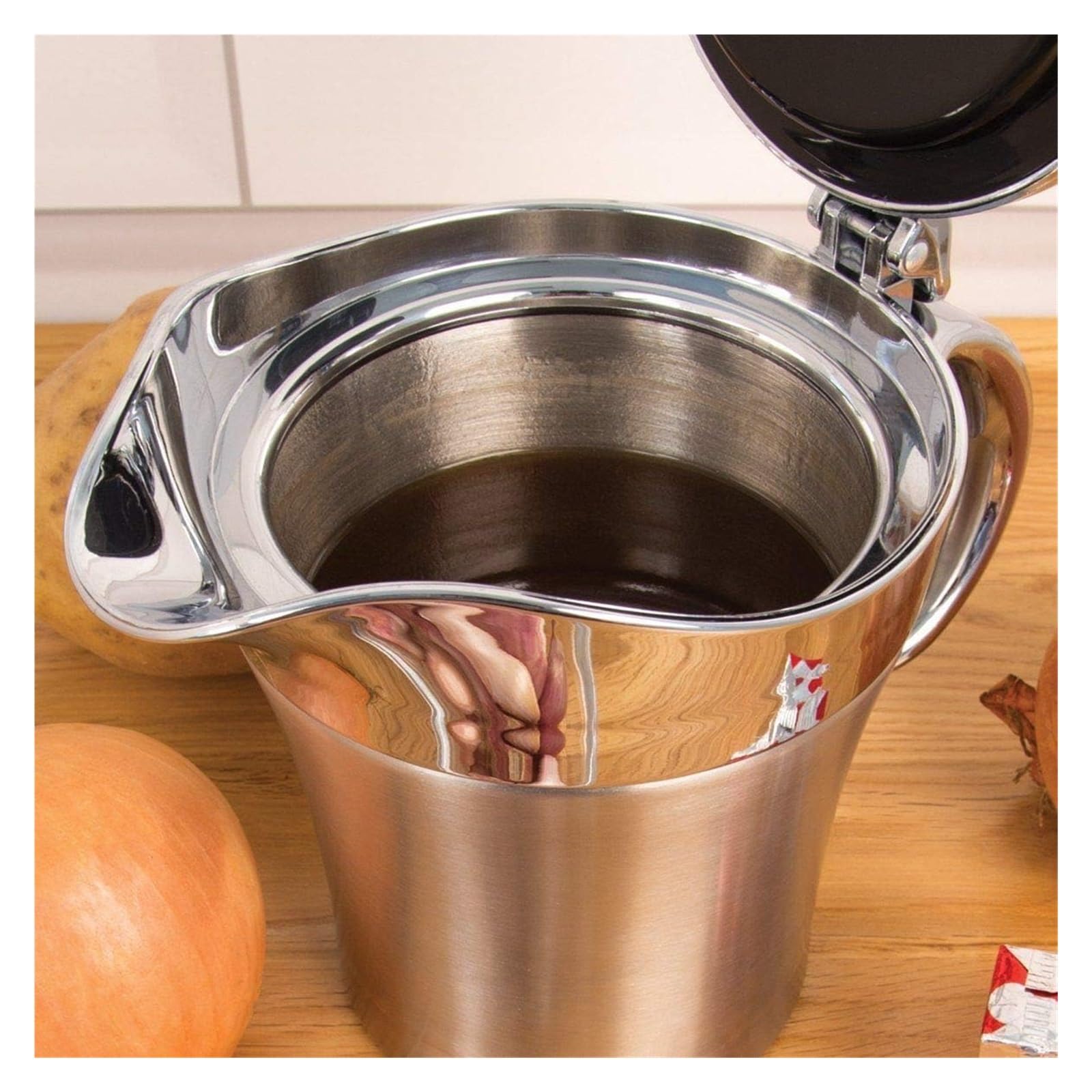 Doppelt isolierte Sauciere mit Klappdeckel – hält Saucen warm, ideal zum Essen und Unterhaltung