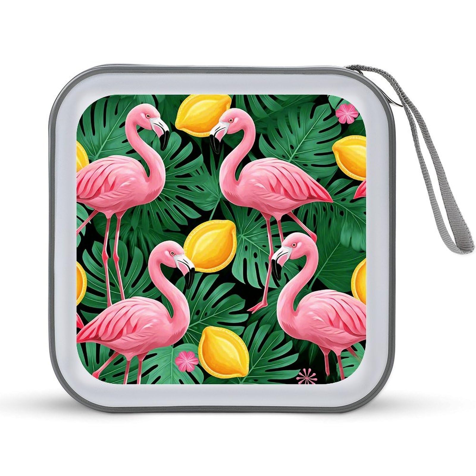VstaDank Cute Flamingo DVD Case With Zipper Portable CD Case Hardshell DVD VCD Binder Storage Box EVA Protective Blu-ray Wallet 40 Capacity CD Wallet Movie Music Media Disc Wallets