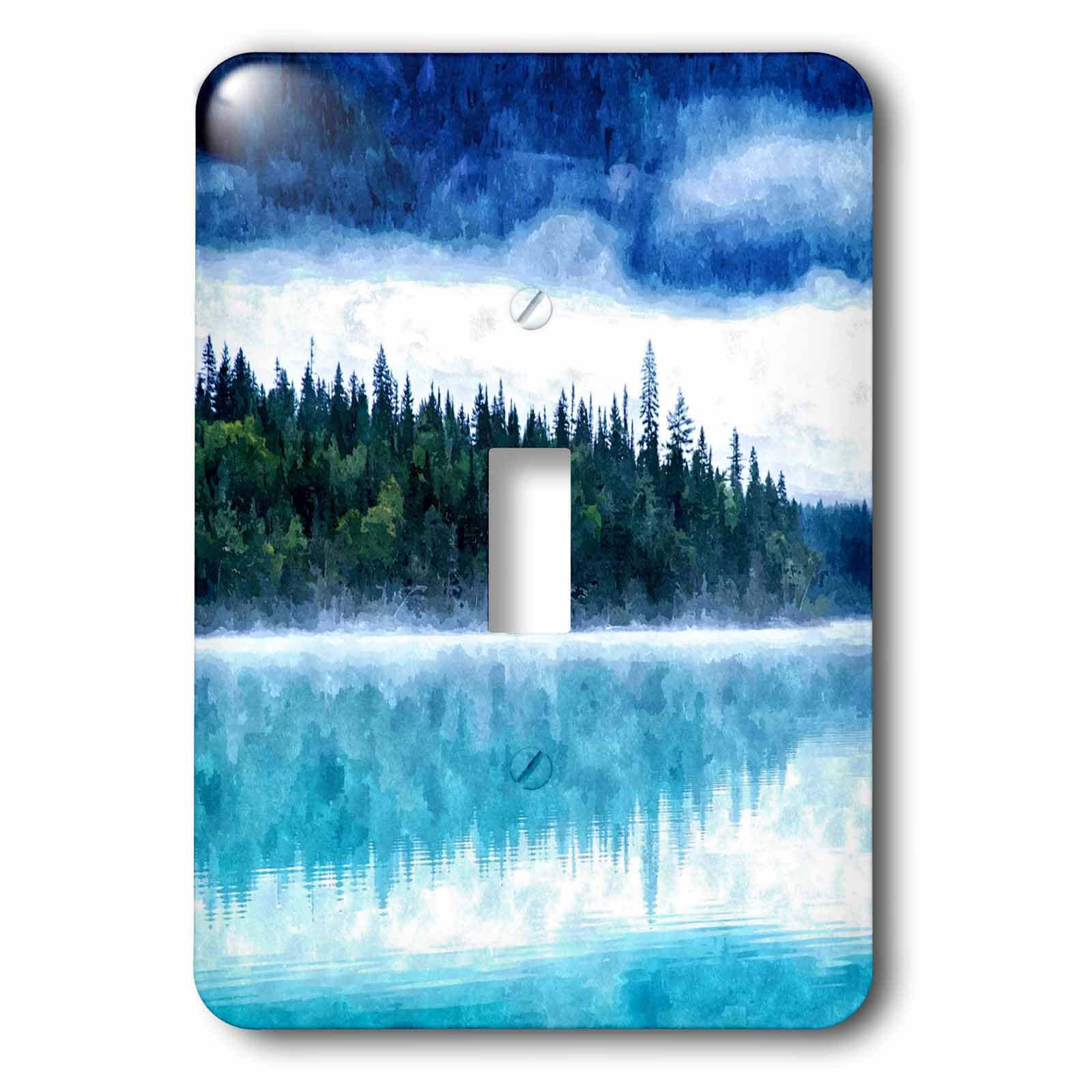 Interrupteur à bascule simple 3dRose lsp_264575_1 paysage aquarelle bleu