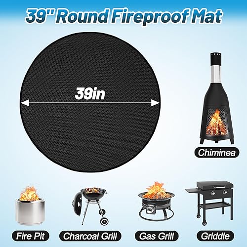 Miniatura 5 de Apipi Tapete para hoguera de 39 pulgadas para estufa individual, tapete ignífugo de 3 capas redondo debajo de la parrilla, almohadilla impermeable