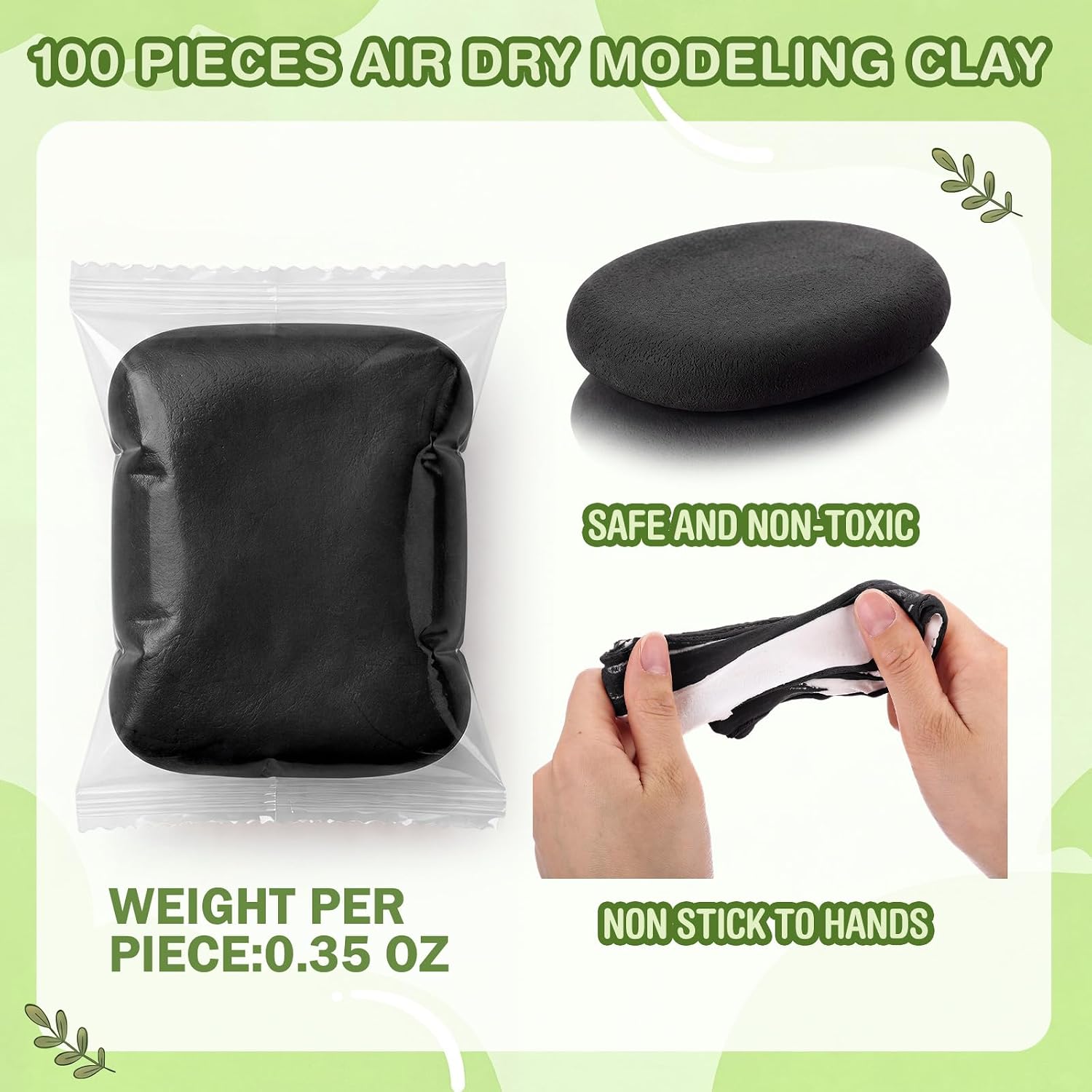 VioraWhite 100 Pcs Air Dry Clay Bulk Modeling Clay for Kid, Black