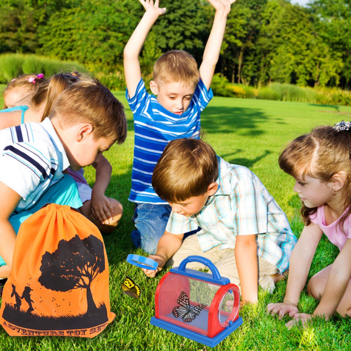ESSENSON Outdoor Explorer Kit & Bug Catcher Kit with Binoculars, Compass, Magnifying Glass, Critter Case and Butterfly Net Great Toys Kids Gift for Boys & Girls Age 3-12 Year Old Camping Hiking, view 6