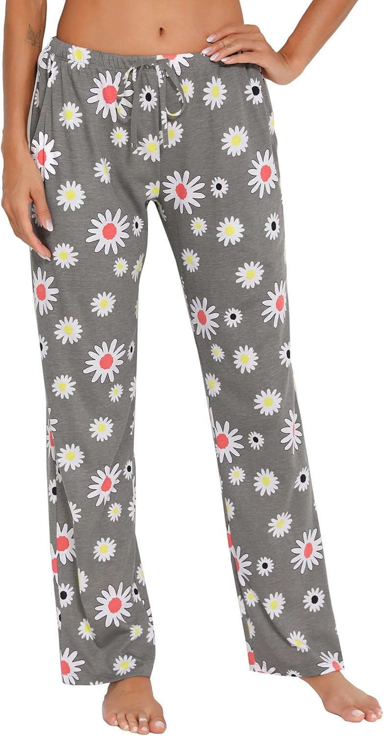 ENJOYNIGHT Women Cotton Lounge Pants Comfy Pajama Bottoms With Pockets&Drawstring - Image 4