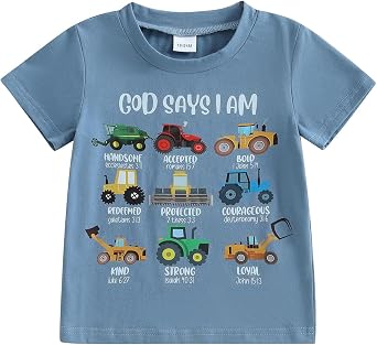 Toddler Little Boy Summer Shirt Funny God Says I Am Truck Tops 1T 2T 3T 4T