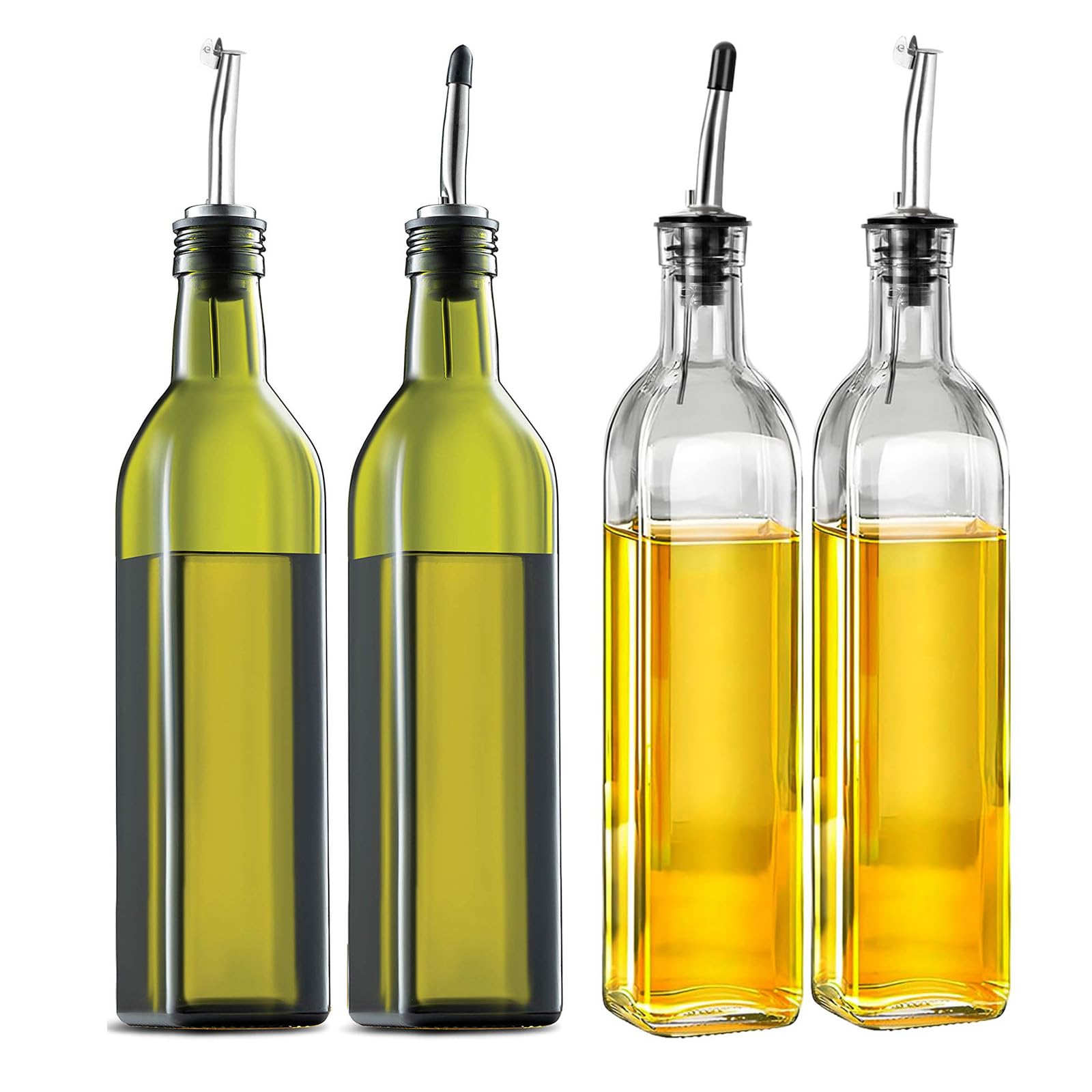 NUEAYMS Bottiglia Olio in Vetro da 500 ml con Controllo del Flusso per Un ' erogazione Perfetta Superfici Trasparenti sicure per Alimenti Bottiglia Vetro con Dispenser per condimenti