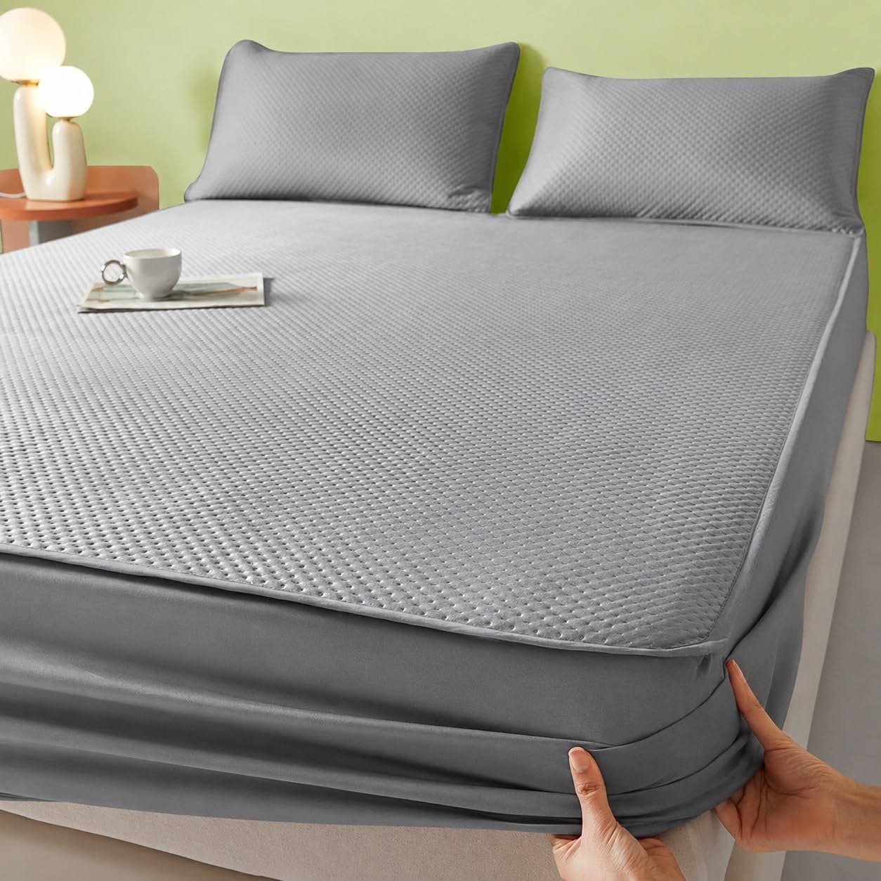 Sabana Bajera Refrescante, Bolsillo de 30 cm de Profundidad Ultrasuave Transpirable para Verano, Poliéster Sábanas Refrescantes para Camas Individuales, Dobles y Super King(Dark Gray,180x200cm)