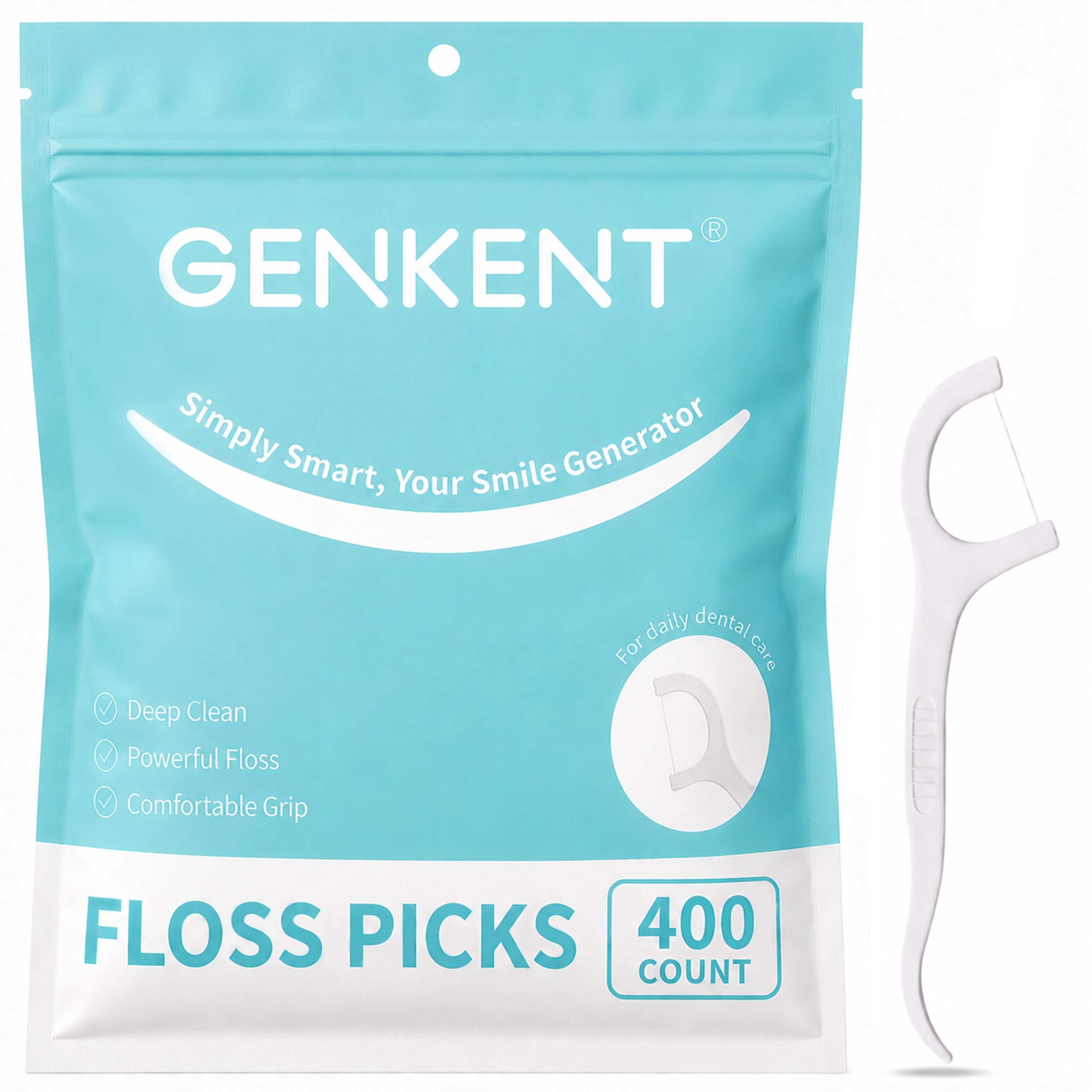 GENKENT Floss Picks, 400 Count Dental Floss Sticks, Tooth Picks Flossers, Teeth Cleaning Tools with Toothpicks