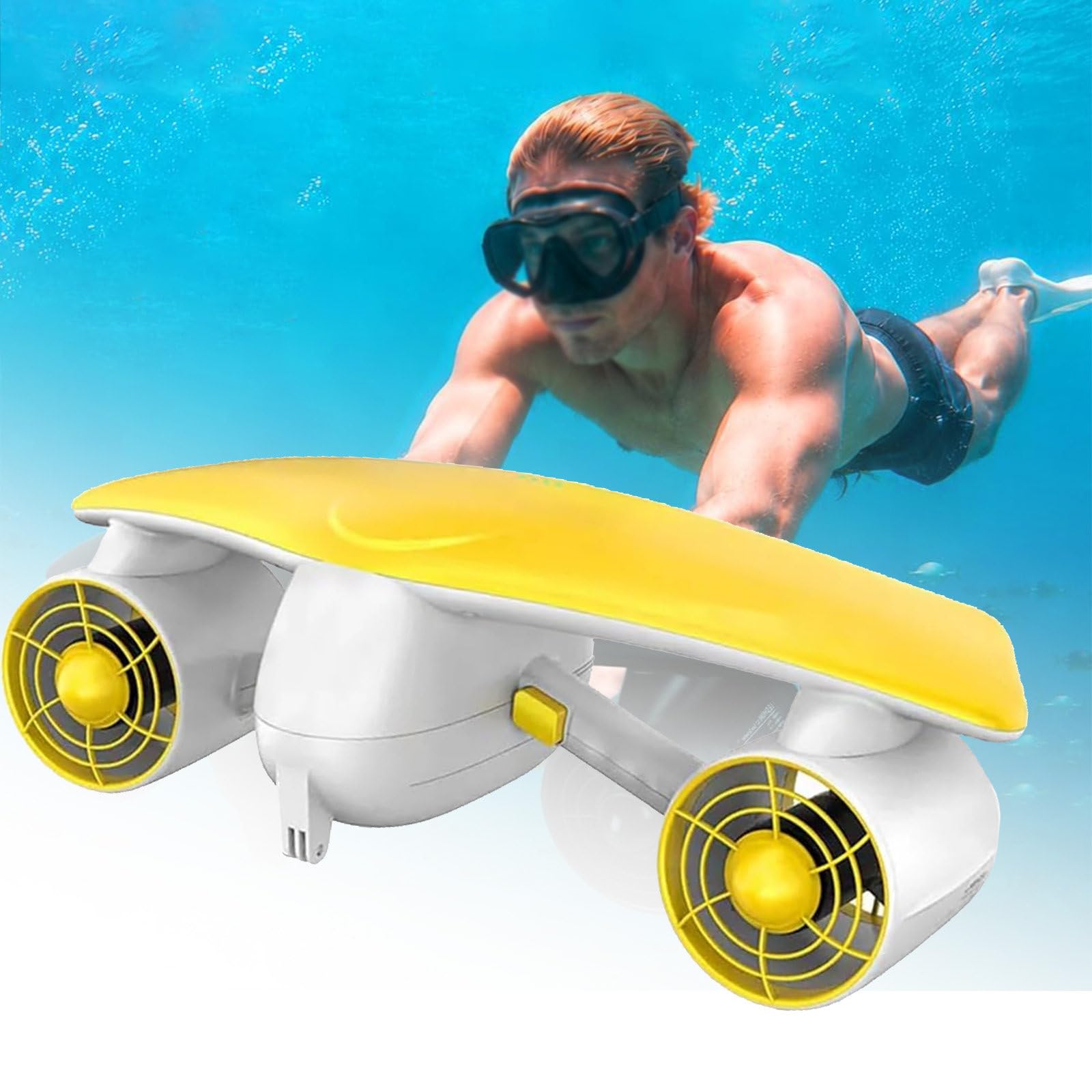 GIZMIT 30 Minutes Water Scooter, Dual Motor Underwater Scooter, Action Camera Mount, Submersible Device for Diving and Snorkeling Yellow