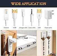 Vista 6 de SOULWIT 50 clips autoadhesivos para organizar cables, organizadores de cables, clips de cable adhesivos para TV, PC, laptop, cable Ethernet, Negro