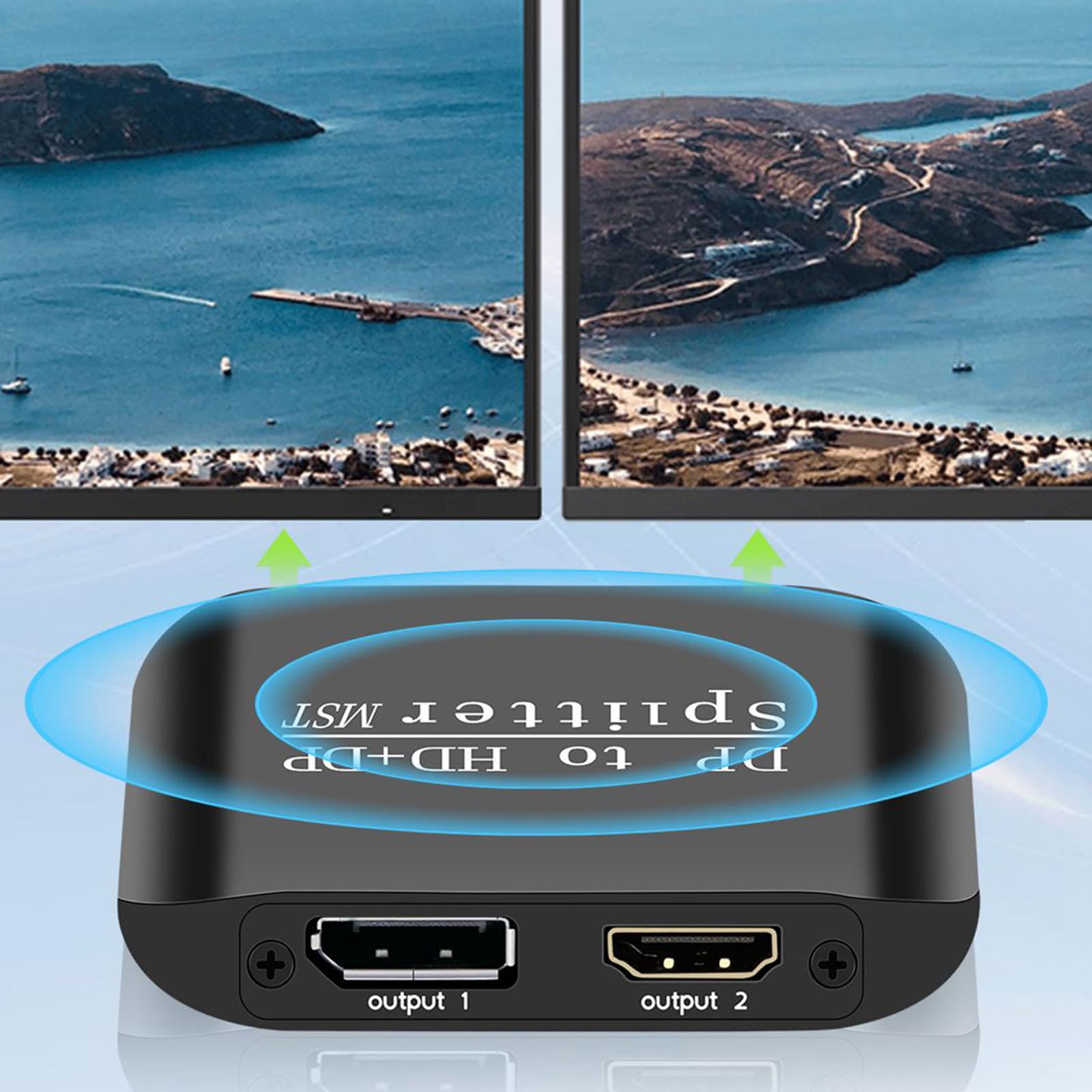 Splitter Porta Video Distributore Doppio Monitor Due Schermi Laptop PC | Splitter Porte 4K Per Home Office Presentazioni Istruzione Giochi Lavoro Affari Riunioni Intrattenimento Streaming