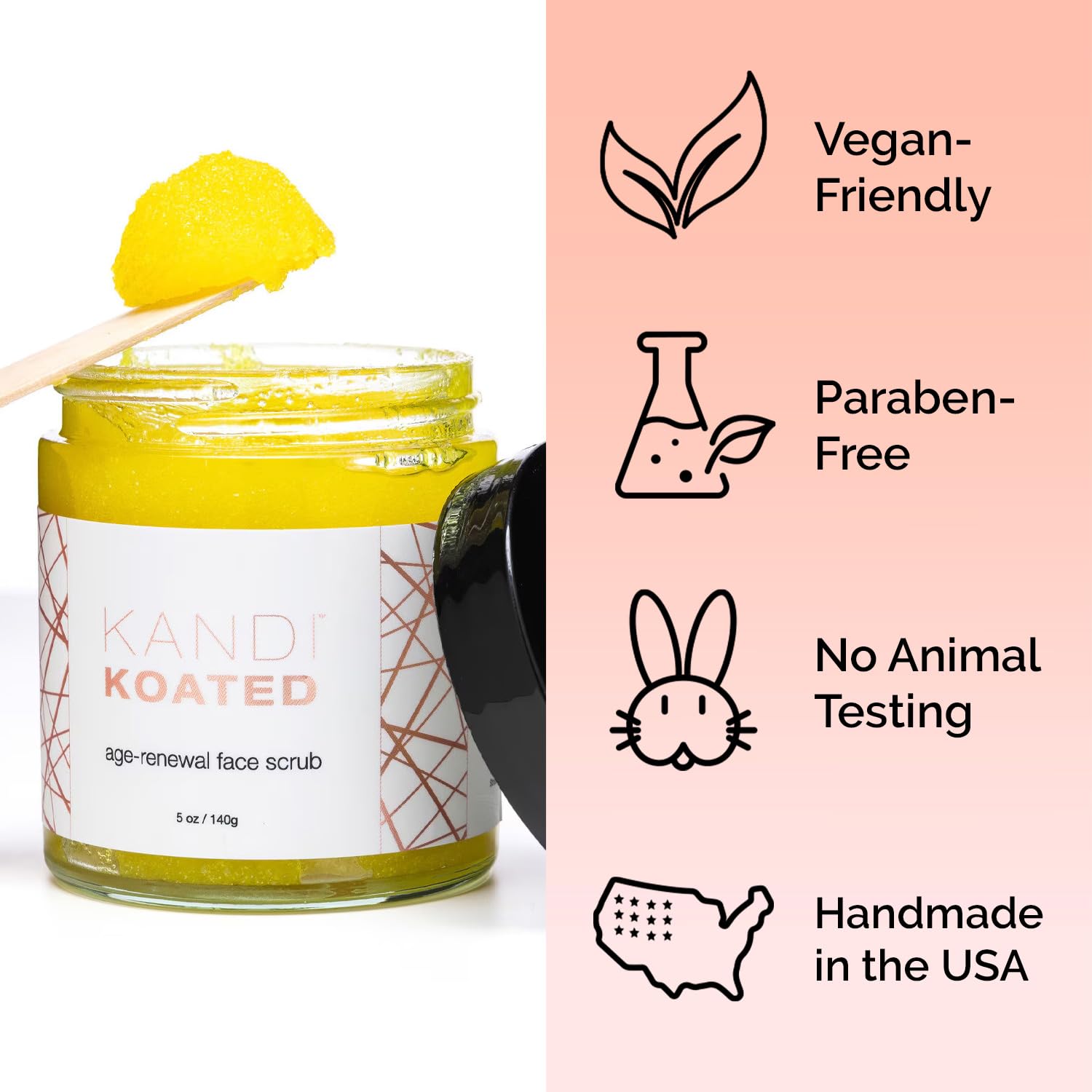 Kandi Koated Age‑Renewal Exfoliating Face Scrub by Kandi Burruss – Plant‑Powered with Cane Sugar, B3 & Turmeric for Hydration & Radiance – Vegan & Cruelty‑Free – 5 oz