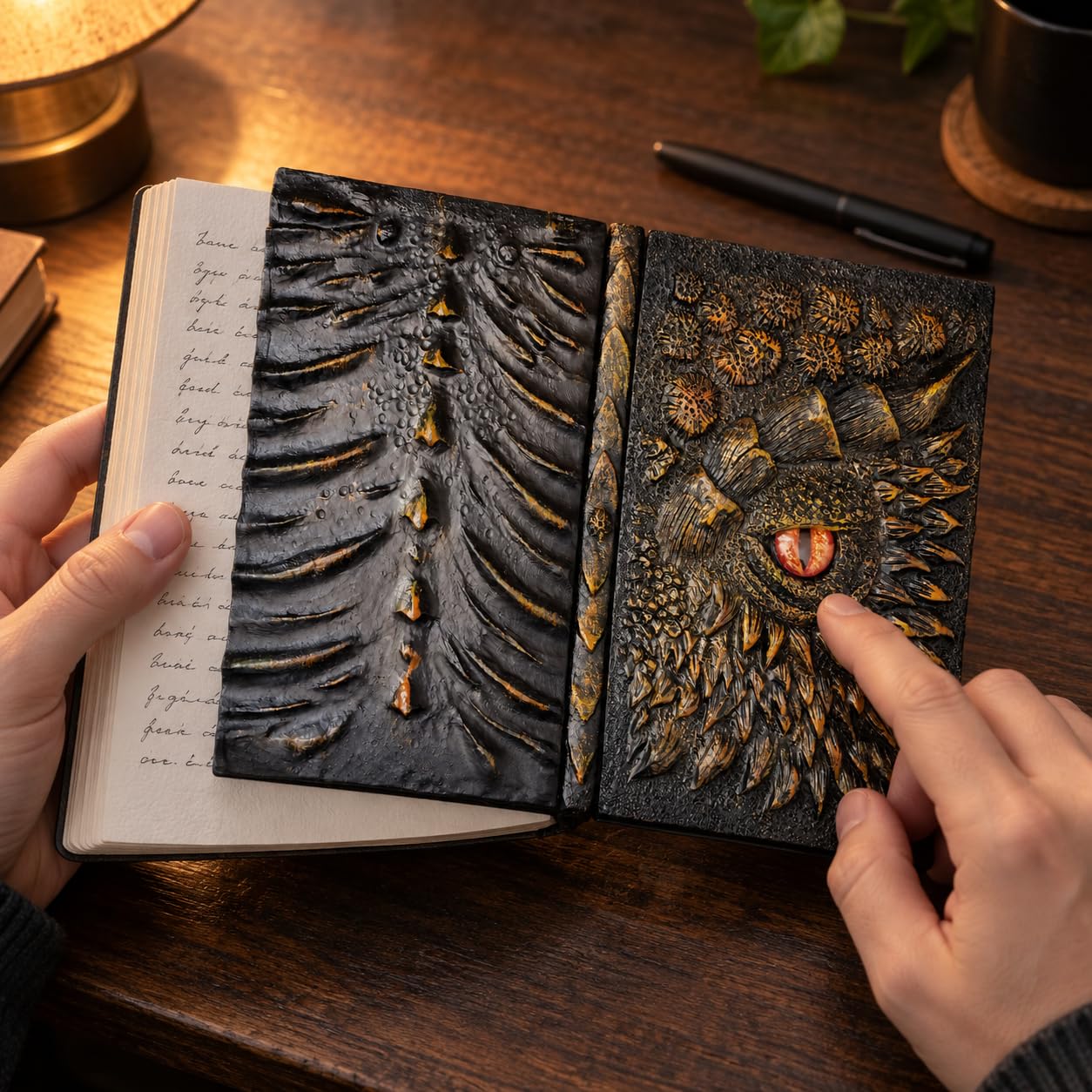 Quaderno con Drago, Notebook 3D, Oro, 17,5 cm