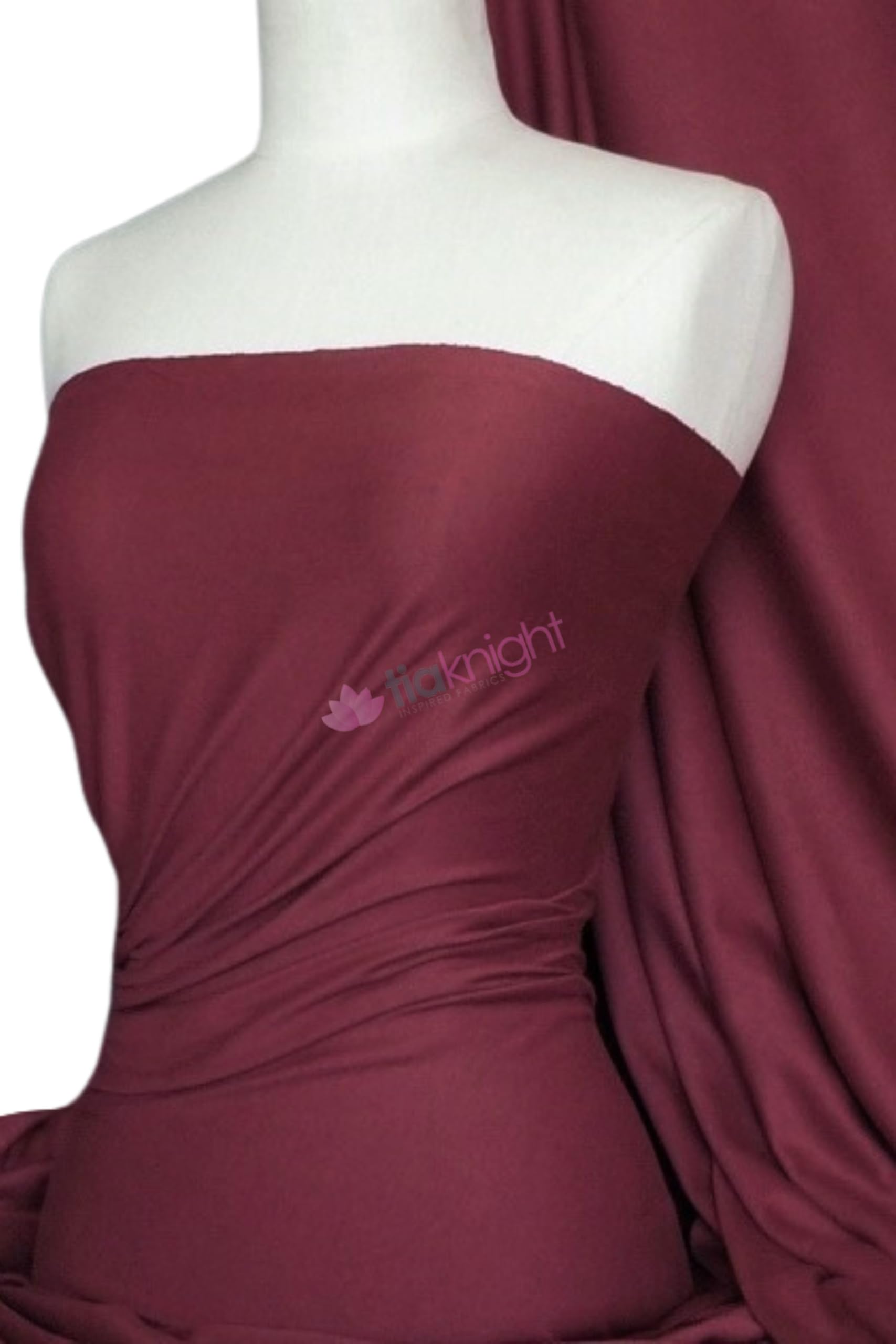 Cotton Lycra Elastane Jersey Fabric | Soft & Breathable 4 Way Stretch Material | 50+ Colours | Oeko-Tex Certified | By Tia Knight (Q35) (Wine)