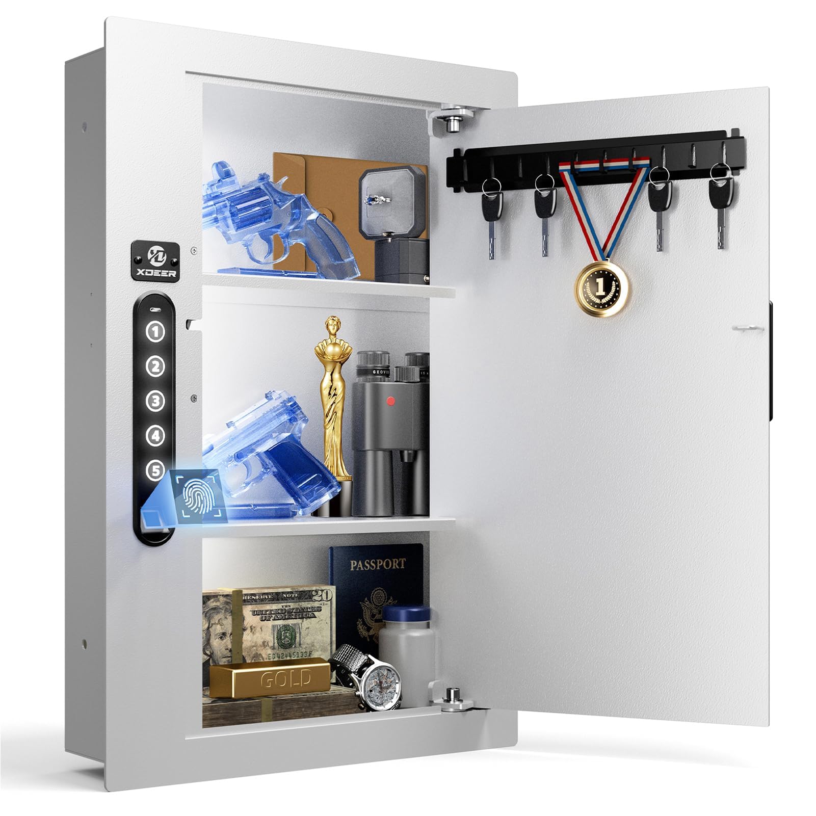 XDeer Quick Access Biometric Wall Safe – Hidden In-Wall Security Safe