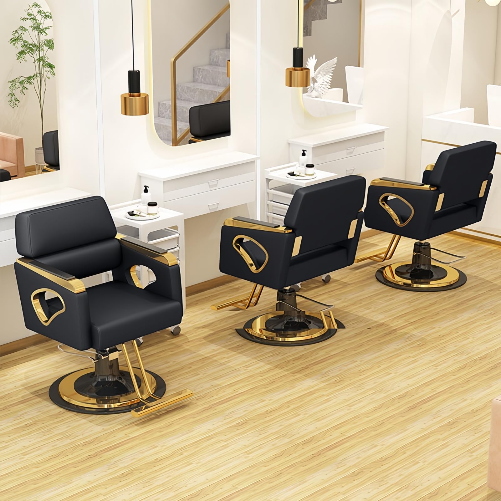 Profesjonalny klasyczny hydrauliczny fotel barberski do salonu z funkcją odchylenia – z możliwością obrotu o 360°,Misty blue,A | Hydrauliczny fotel fryzjerski, fotel do salonu z podnóżkiem, do salonu, zakładu fryzjerskiego, studia tatuażu