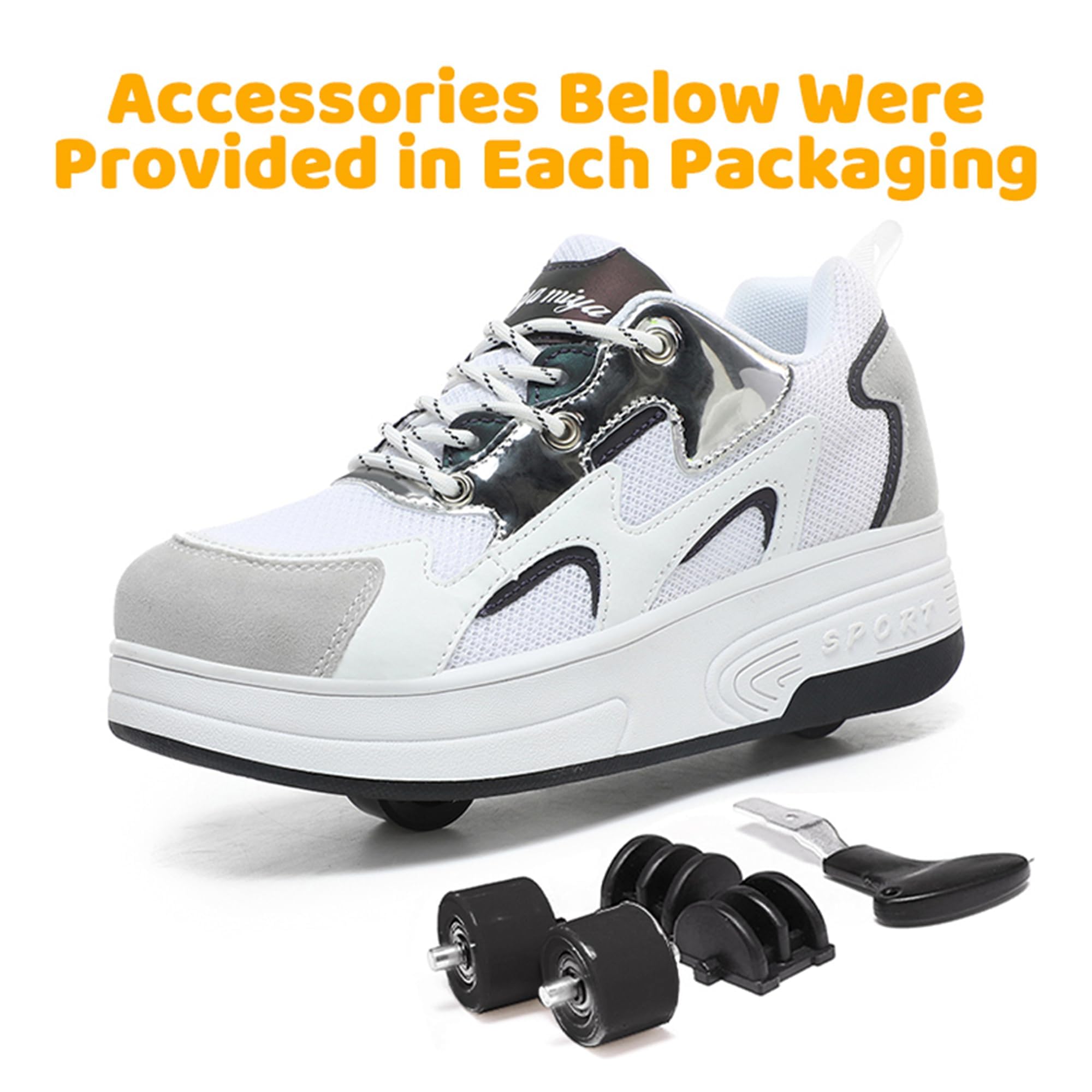 Wooowyet Zapatillas de patinaje con luces LED para niños y niñas, zapatillas de moda con ruedas, recargables por USB, gancho y bucle