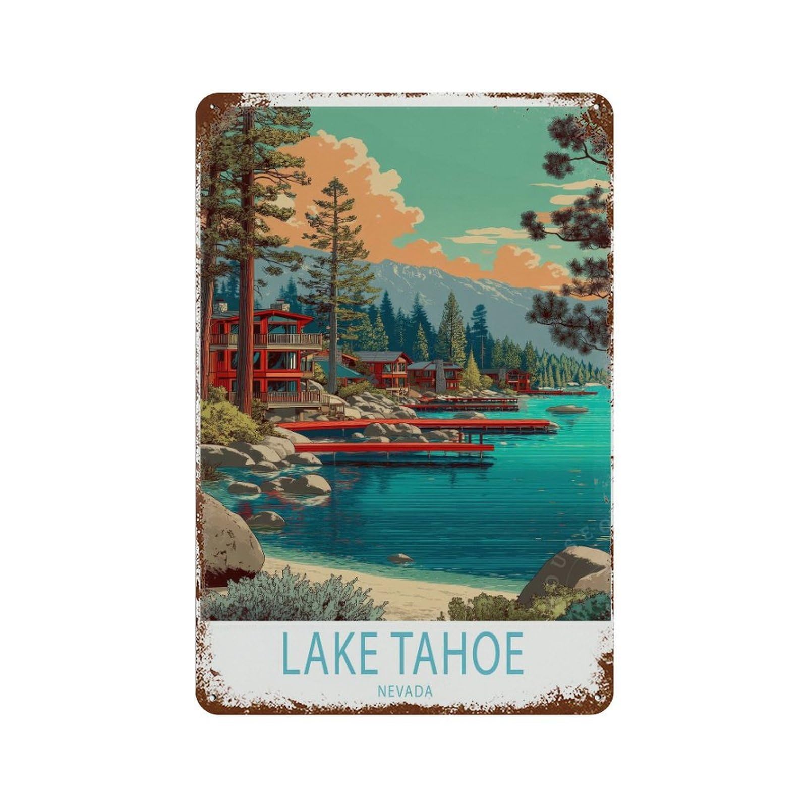 xiaoxiaoshen Lake Tahoe Nevada Travel (2) Wall Decor Art Metal Tin Poster Modern Home Decor Art Home Bar Shop Decorations Vintage Sign 30x20cm
