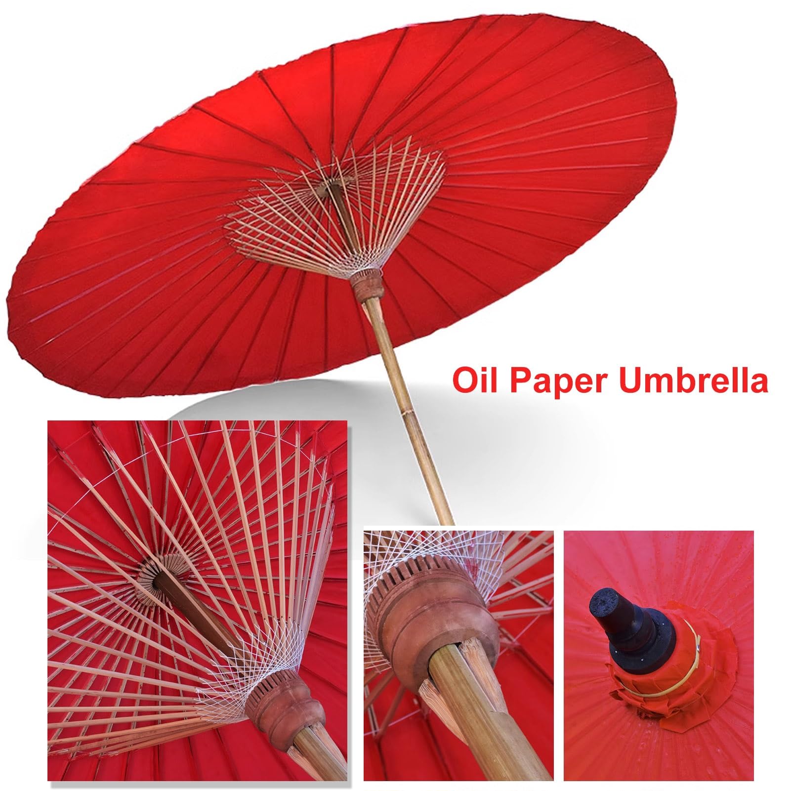 200 cm bambusowy parasol ogrodowy Shanghai, okrągły parasol ogrodowy w stylu retro Oil Paper, wodoodporny składany parasol ogrodowy