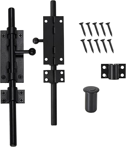 Miniatura 8 de Pestillo de perno de barril, pestillo de puerta de perno deslizante, cerradura deslizante blanca de 6.3 pulgadas con agujero de candado, herrajes