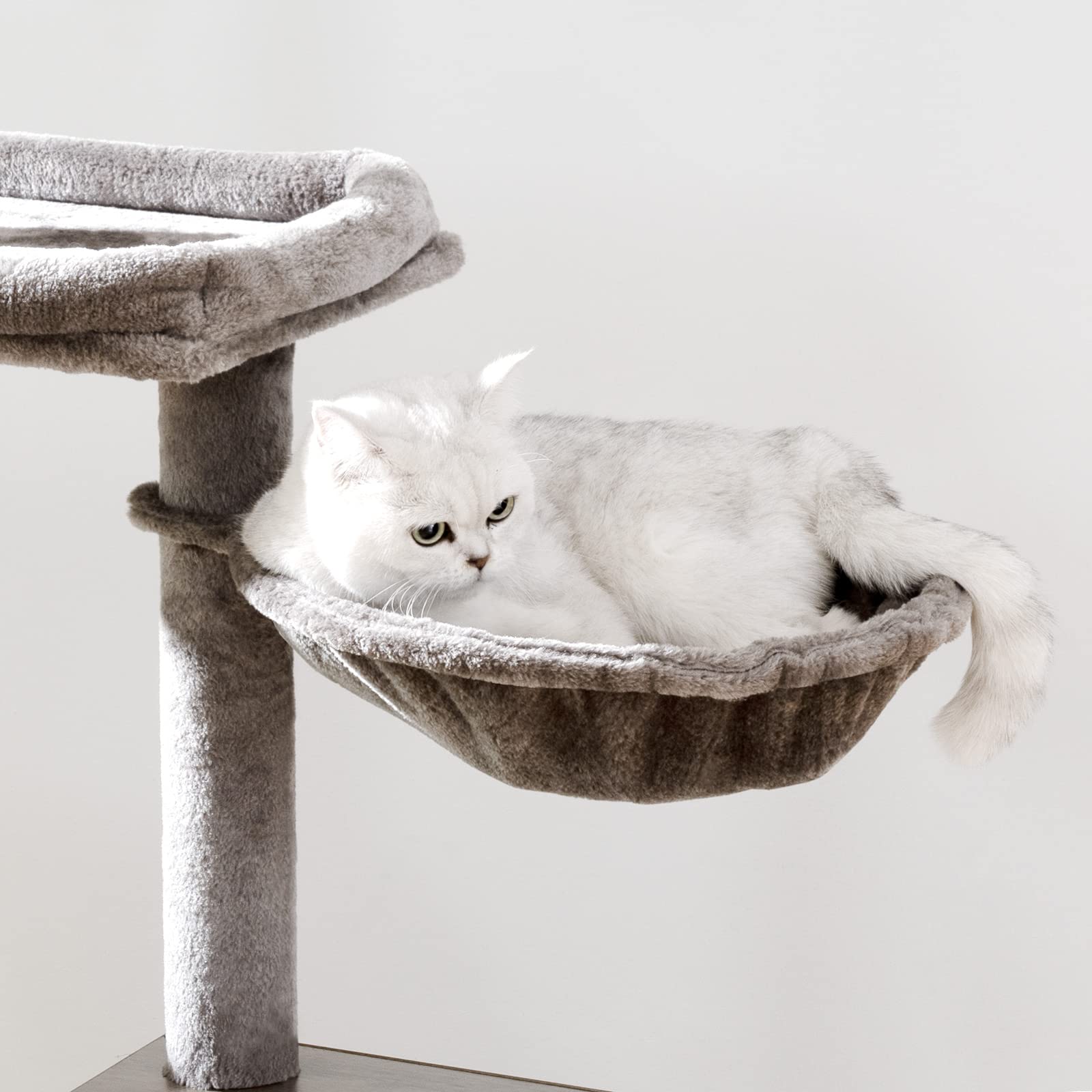 HOOBRO Kratzbaum mit Katzenklo-Schrank, 2-in-1 Katzenbaum, 150 cm, versteckte Katzentoilettenmöbel, Schrank für Katzentoilette, mit Sisalstämmen, abnehmbare Plüschball-Stange, Greige EBG15MZ03