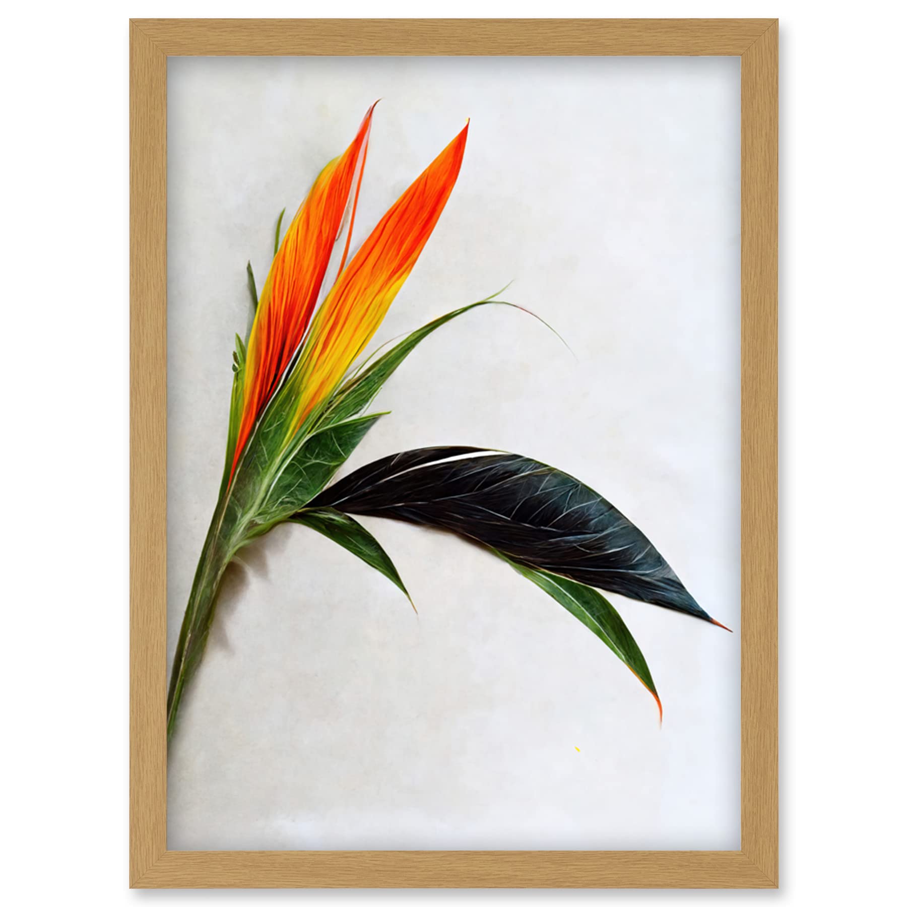 Wee Blue Coo Tropical Plant Bird of Paradise Flower Botanical Bloom Artwork Framed Wall Art Print A4