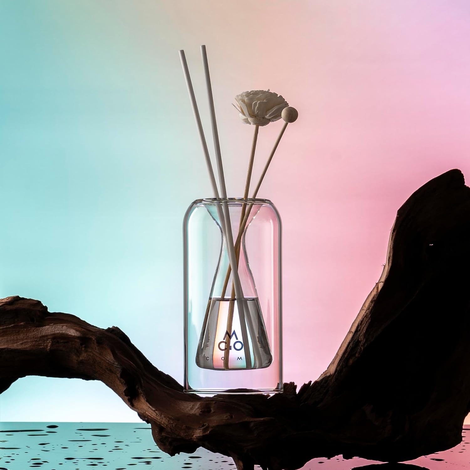 Empty Fragrance Glass Reed Diffuser Bottles with 5pcs Reed Diffuser Sticks,Luminous Base,Decorative Flower Bud Fragrance Accessories Use for DIY Replacement Reed Diffuser Sets,Triangle - Image 6