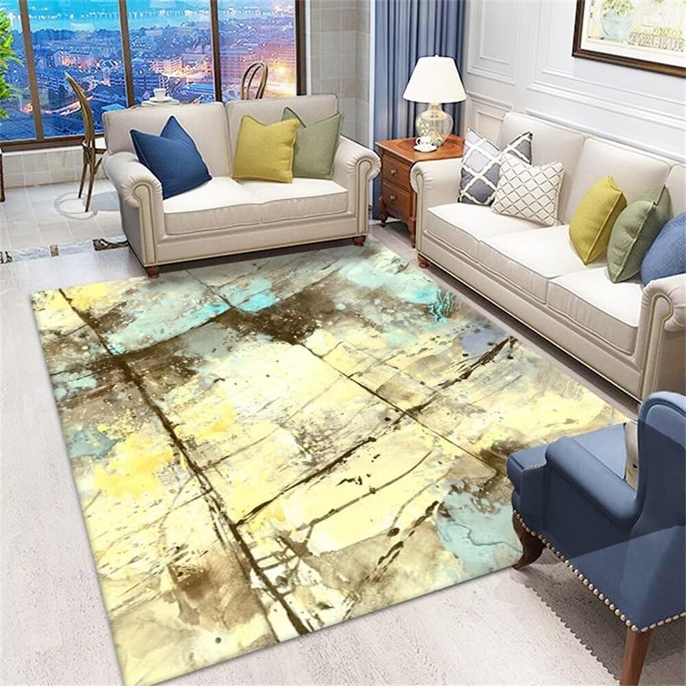 Tapis de cuisine antidérapant lavable 50x80 tapis salle a manger et salon jaune bleu