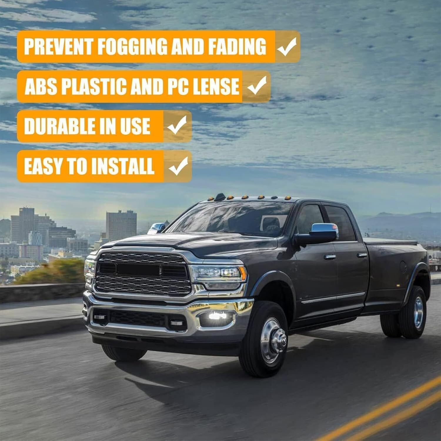 YLT AUTO Front LED Fog Lights Assembly Compatible with 2019-2023 Dodge RAM 2500 3500 Fog Driving Lamps with Switch, Wiring, Covers, Mounting Brackets Replace for CH1037152 CH1037153