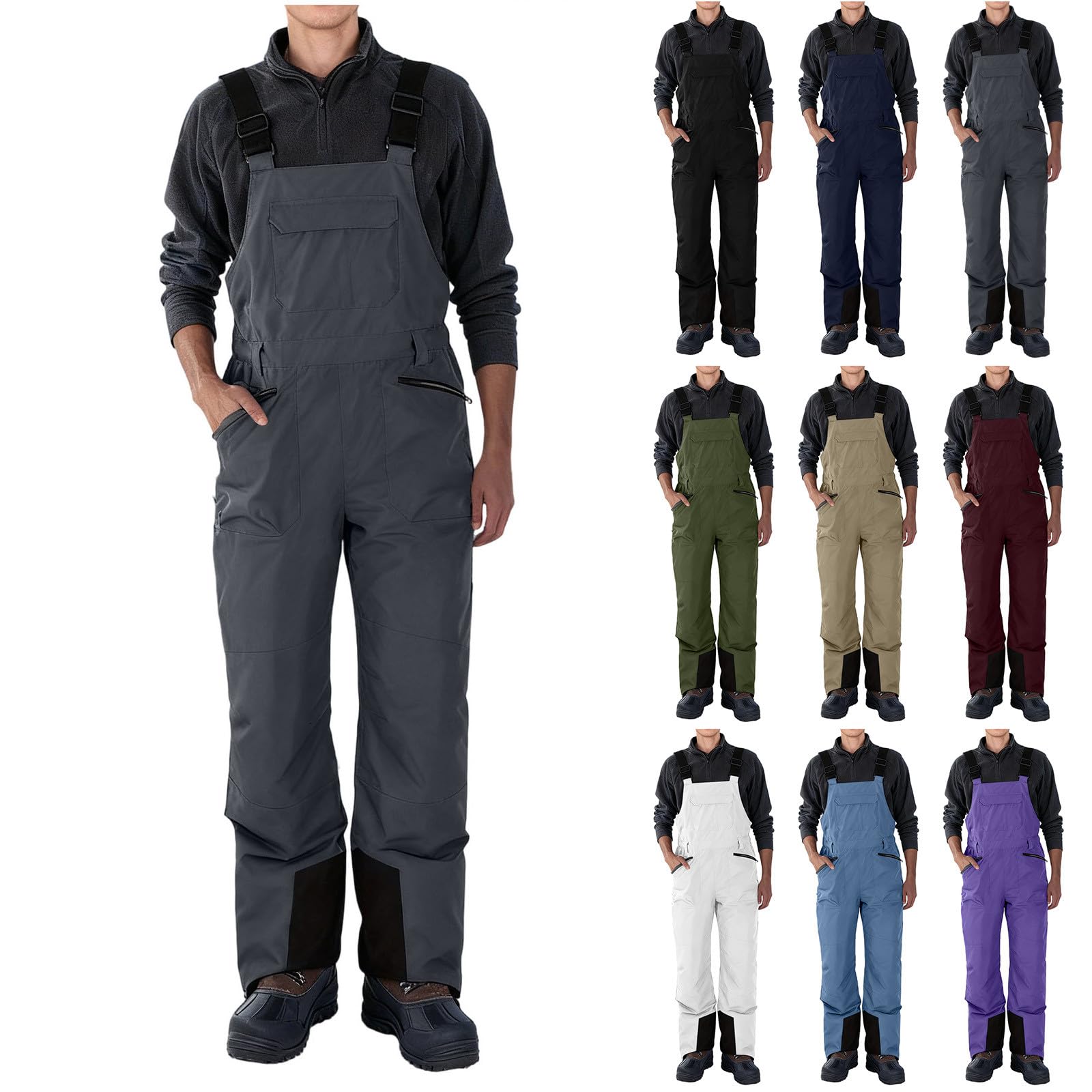 AACH Snowboardhose Herren Ski Latzhose Wasserdicht Baggy Skihose mit Verstellbaren Trägern Schneehose Warme Winddicht Outdoorhose Männer Atmungsaktive Wanderhose Winter Arbeitshose