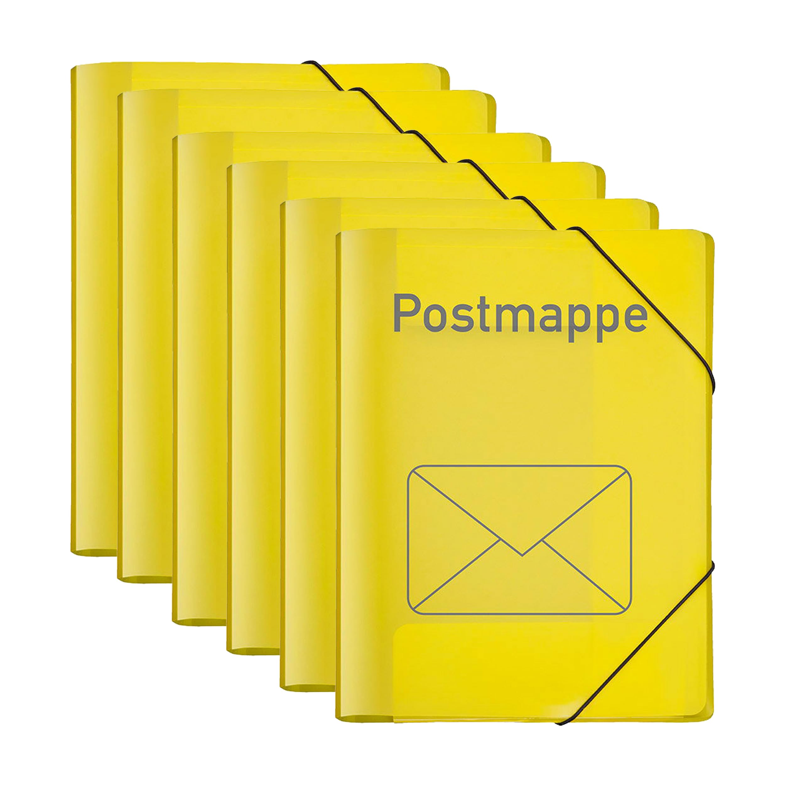 VELOFLEX 4442718-6 - Document Folder DIN A4, Clear Folder with Folders, Pack of 6 with Elastic Closure, Yellow