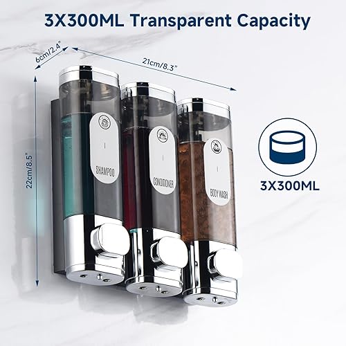 Miniatura 4 de Dispensador de champú y acondicionador, dispensador de champú Lanrritoire para ducha sin taladro montado en la pared, dispensador de champú y gel de