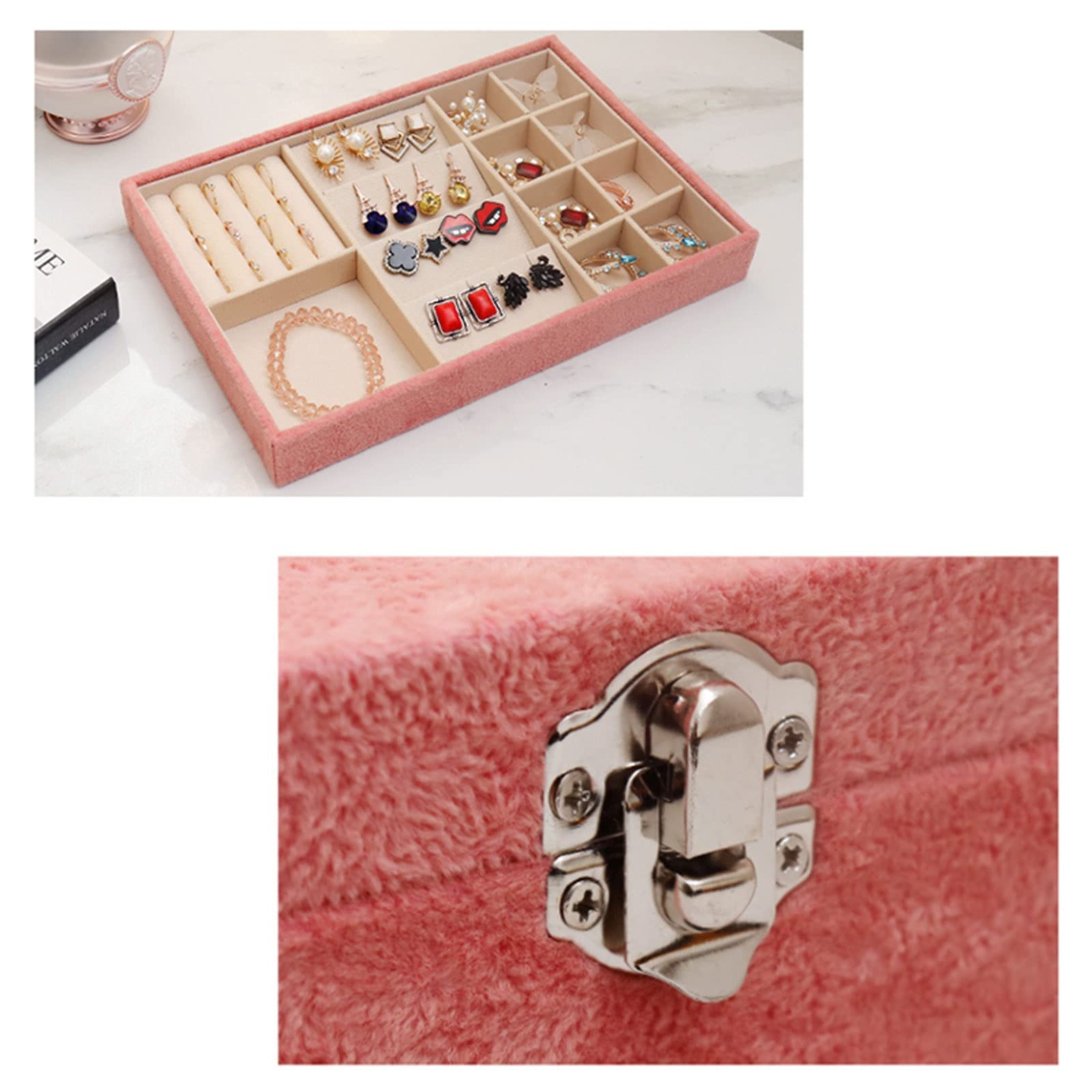 Schmuckkästchen, Schmuckkästchen, Samt-Armband, Geschenkbox, Schmuckdisplay, Armband, Armreif, Schmuckkästchen, Schmuck-Geschenketui, Samt-Innengeflecht mit Schloss, rosa Wohnaccessoires Beauty Comes