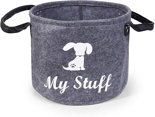 Amazon Co Jp Dozca 犬用おもちゃ収納 丸フェルト犬用おもちゃ容器 Lサイズ 子犬ギフト リーシュ 食品用 折りたたみ式 犬用の おもちゃ収納 ペット用品