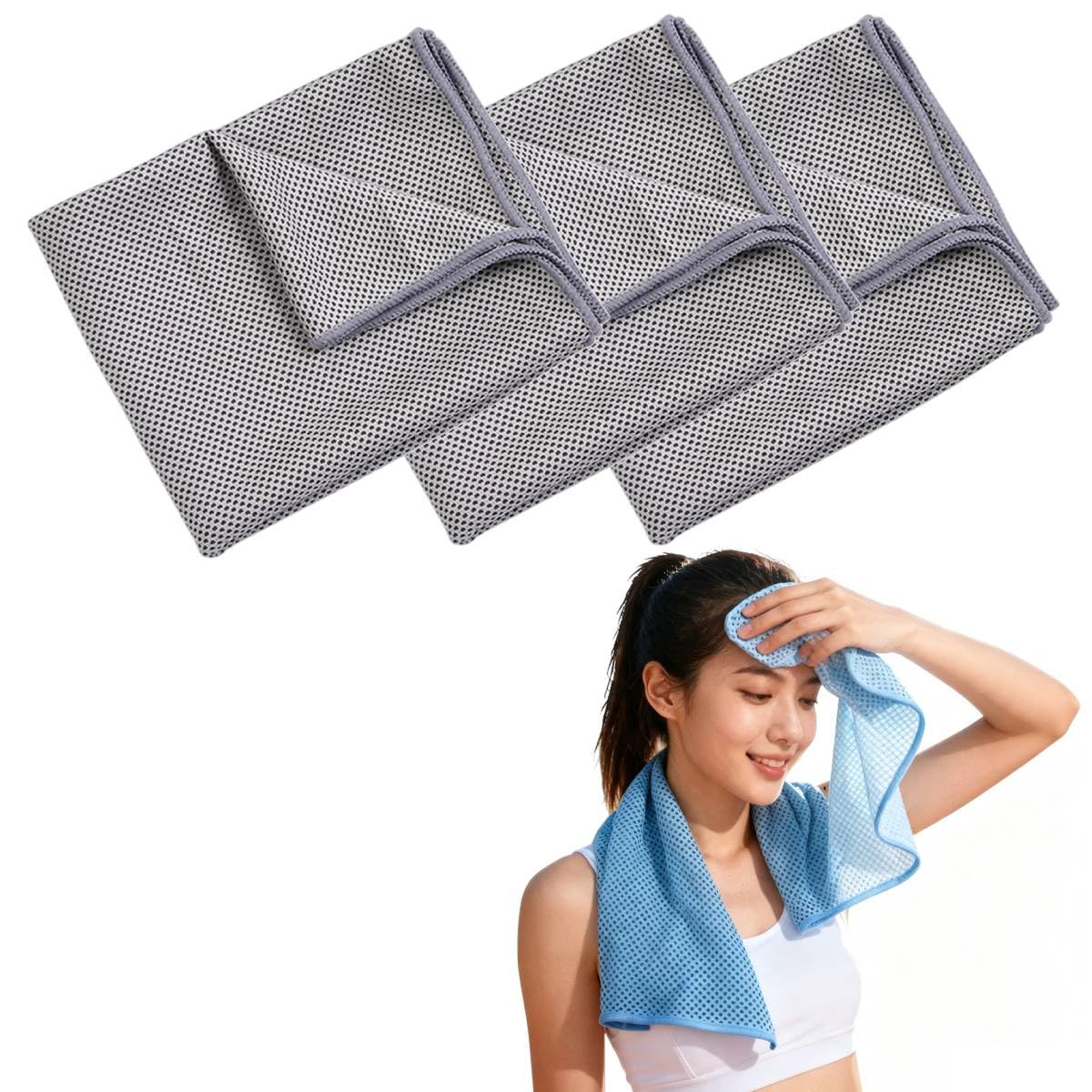 Cooling Towel Instant Ice Cool Cloths Sport Towel for Workout Cycling，30 * 80 Light Gray