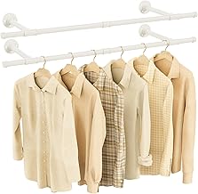 Yawinhe Industrial Garment Rail, Removable Coat Rack, 112 cm Multi-Functional Wall Coat Rack, for Living Room, Bedroom, White