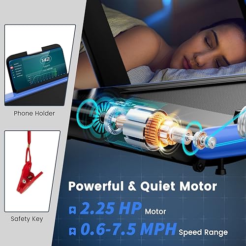 Miniatura 3 de GYMAX Almohadilla para caminar, 2 en 1, instalación gratuita debajo del escritorio, con monitor LED, aplicación inteligentecontrol remoto y altavoz