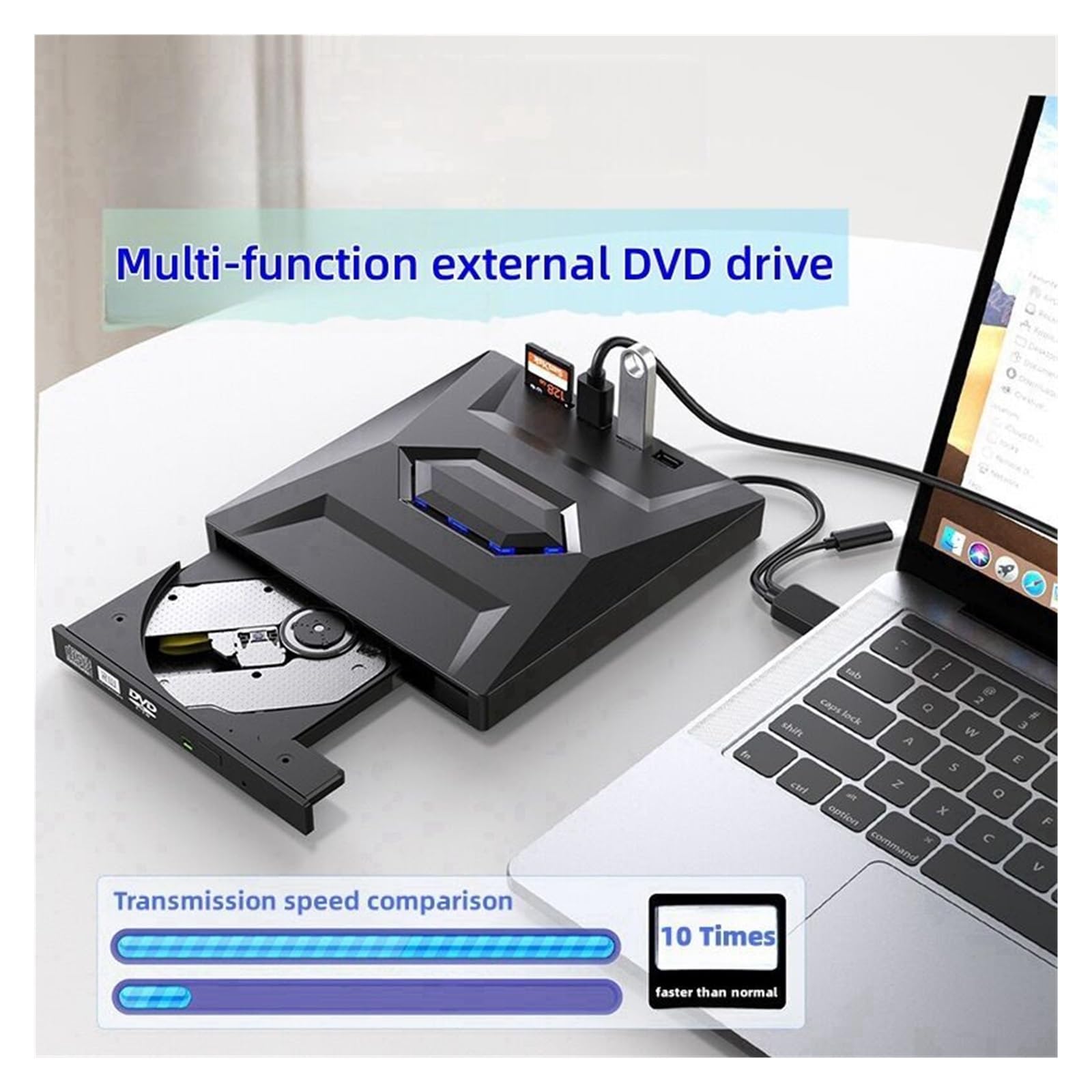 Odtwarzacz DVD, Zewnętrzny odtwarzacz Bluray USB 3.0 7 w 1 Wielofunkcyjna nagrywarka DVD BD CD Odczyt kart SD TF