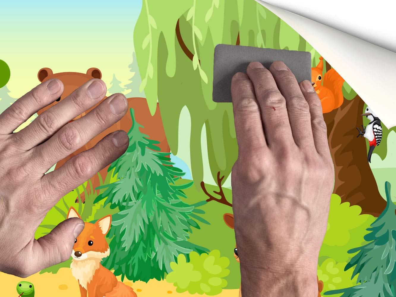 Oedim Fotomural Infantil Vinilo para Pared Animales en el Bosque | Fotomural Infantil para Paredes | Mural | Fotomural Infantil Vinilo Decorativo |350 x 250 cm | Decoración comedores, Salones