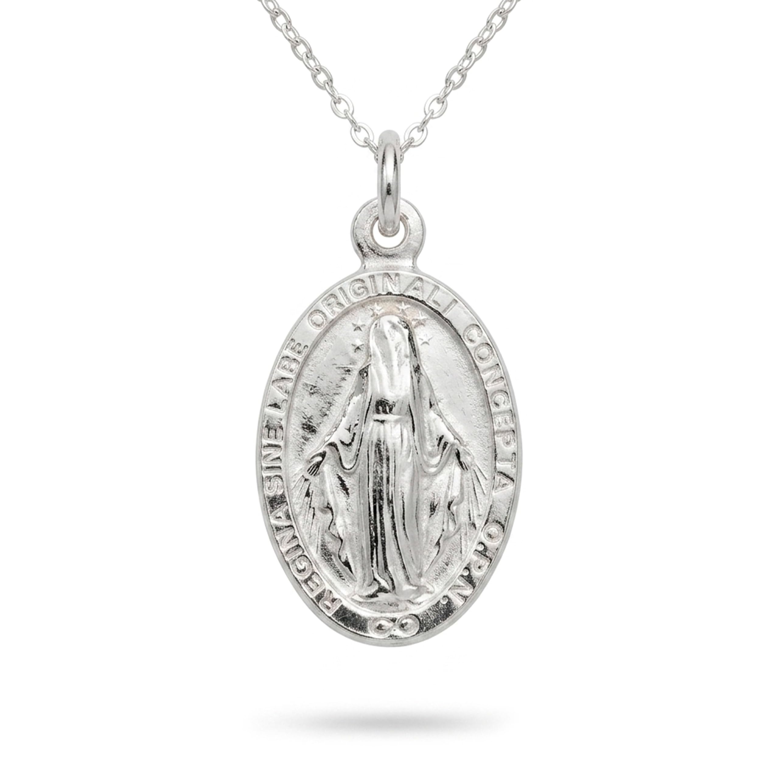 Only faith Collana con medaglia miracolosa, in argento Sterling 925, catena
