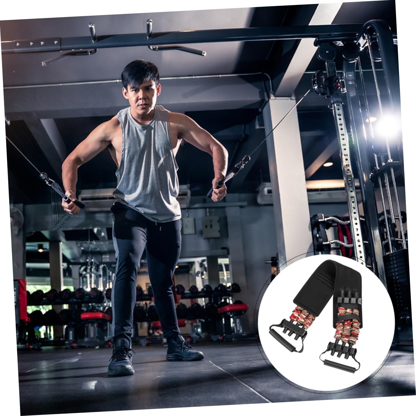 TOYANDONA Banda Elastica per Allenamento Pettorale Vita Imbottita, Espansore per Petto in Nailon Leggero per Fitness e Tonificazione Muscolare